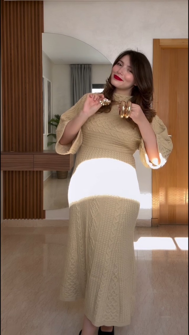 CHICWISH Women Cable Knit Sweater Dress Boat Neck High Waisted Knit Dresses  Elbow Sleeves Solid Fall Trendy Casual Long Dress Apricot at Amazon Women's  Clothing store