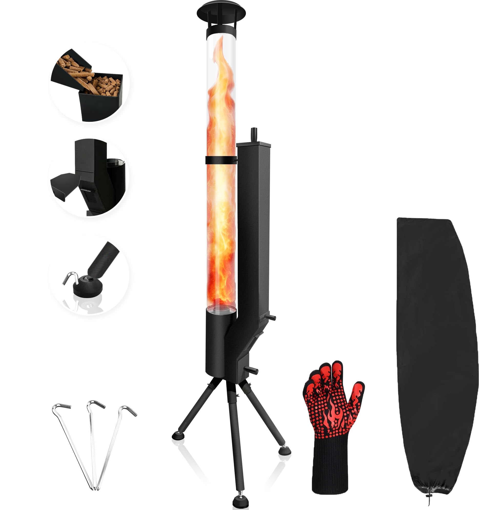 thouslov 63" Wood Pellet Stove Outdoor Fire Pit