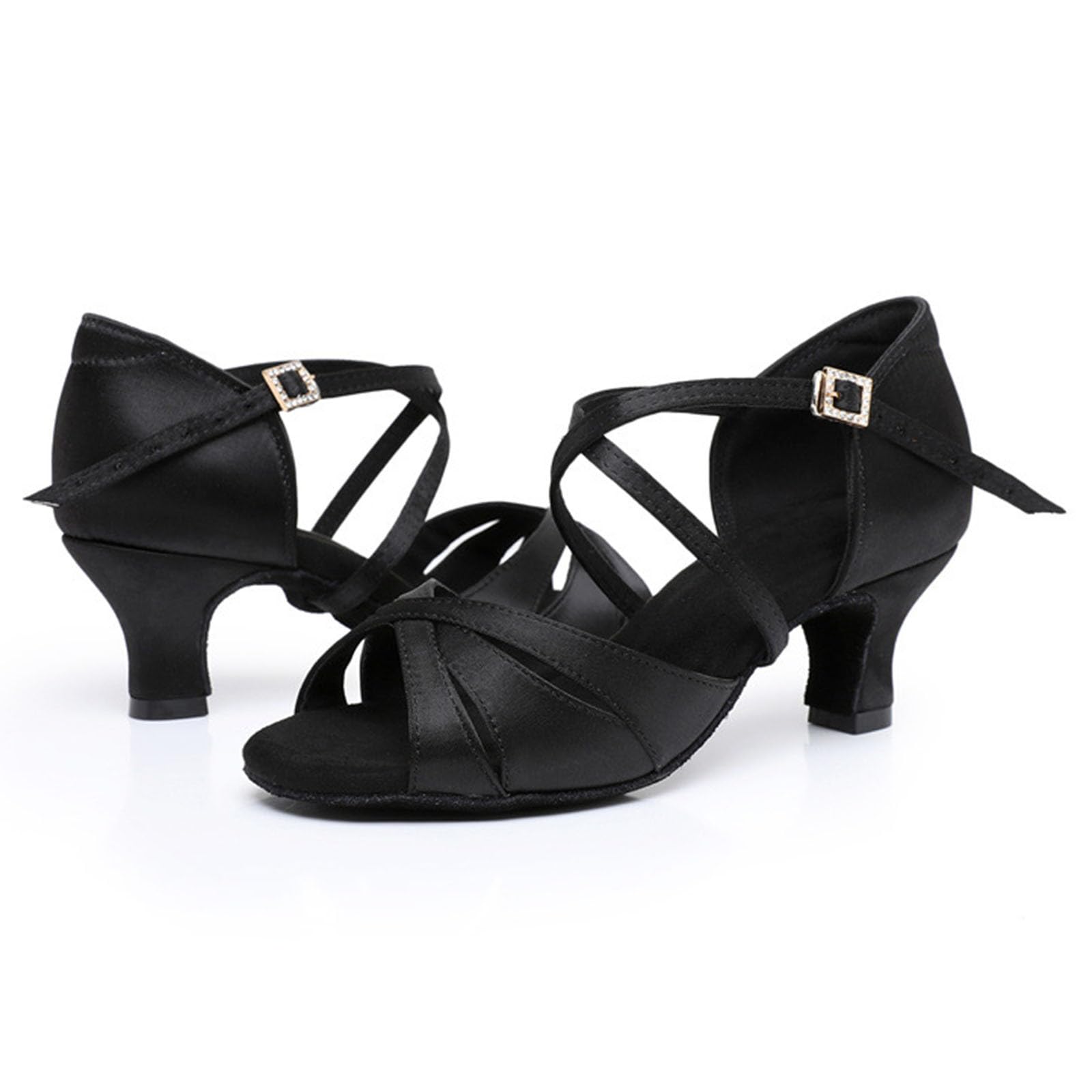 Scarpe da Ballo Donna Latino Americano Raso Tacco Professionale Scarpe da Ballo Salsa Tango Bachata Rumba per Danza Principianti Pratica e Performance con Suola Morbida Antiscivolo Tacco 37-42EU