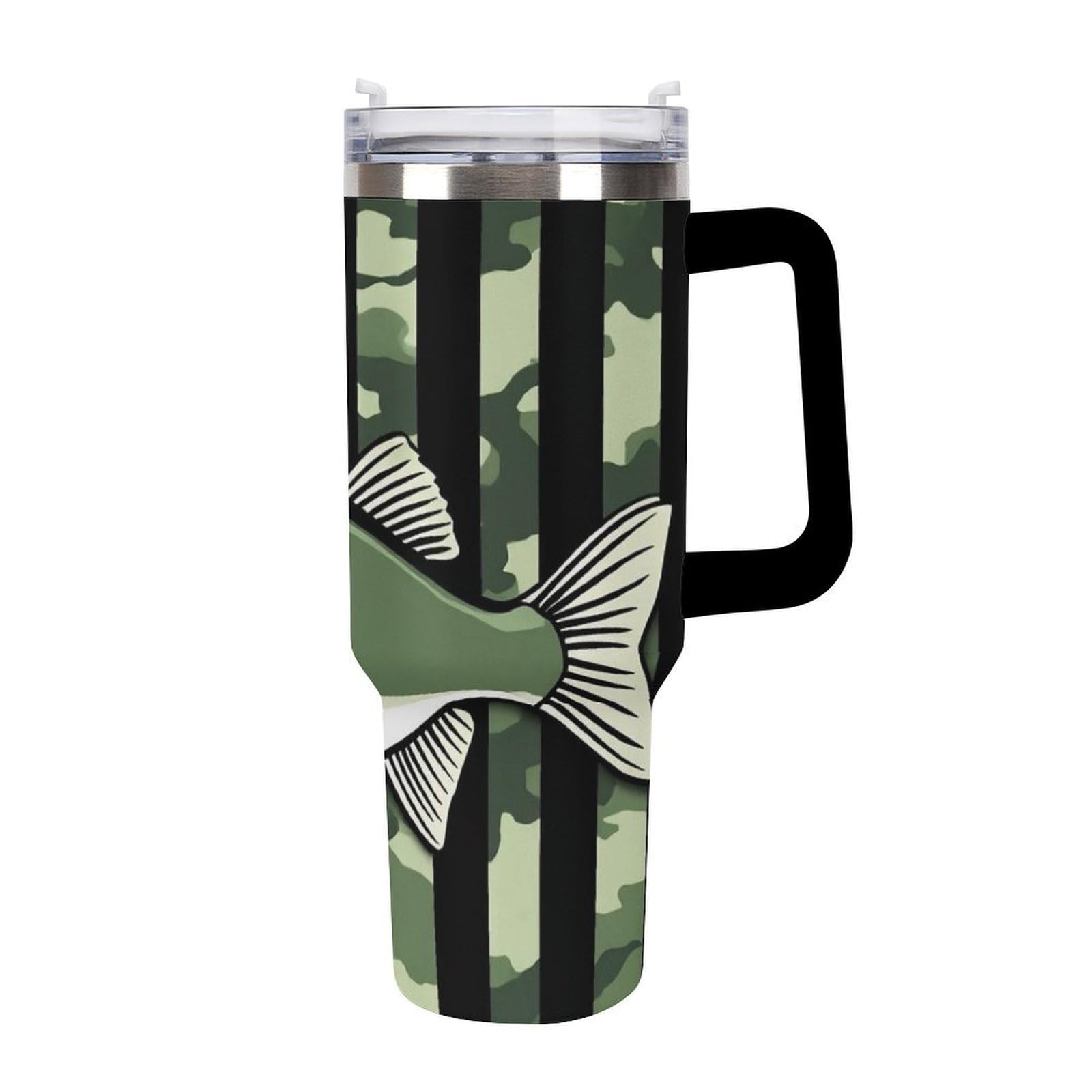 Grande tasse à glace grand format avec paille et motif camouflage pour le bureau