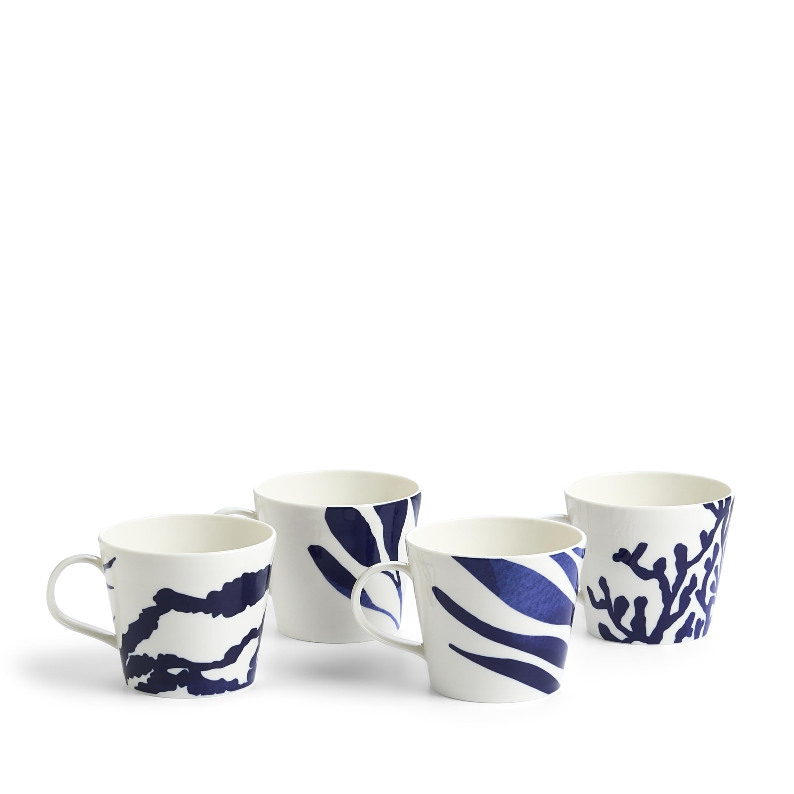 Royal Doluton 1815 Pacific - Juego de 4 tazas de 382.7 g con patrones mixtos, color azul