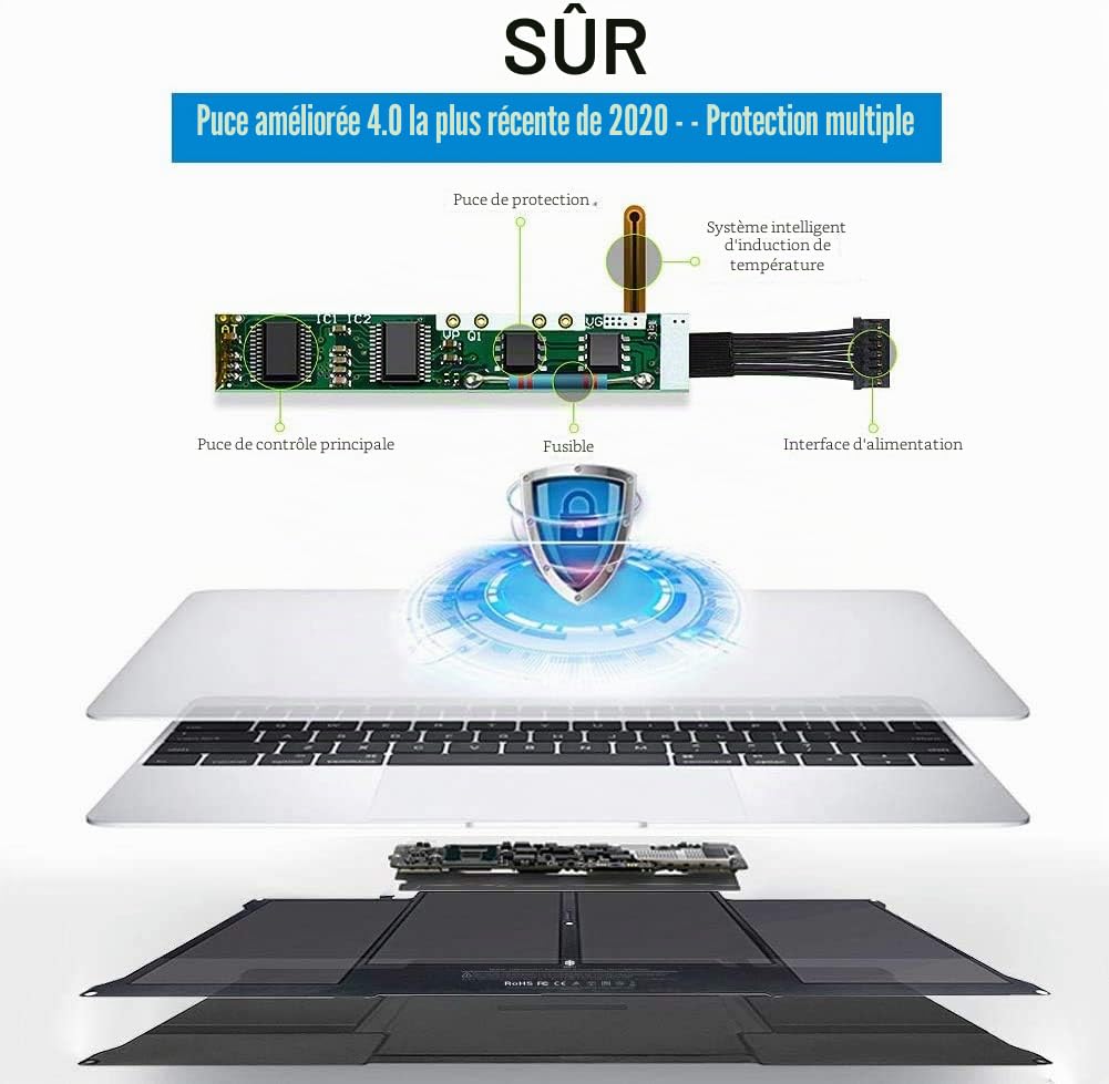 K KYUER A1496 A1405 A1377 Batterie pour MacBook Air 13" A1369 Late 2010 Mid 2011 A1466 Mid 2012 2013 Early 2014 2015 2017 MC965LL/A MC966 MD231 MD760 MD761 MJVE2LL/A MJVG2LL/A EMC 2559 2632 2925 2469
