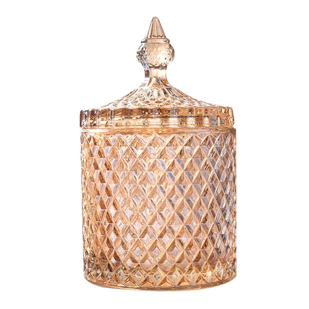 YRHH Crystal Glass Candy Jar With Lid Snacks Storage Container Box Home Party Decoration-Gelb