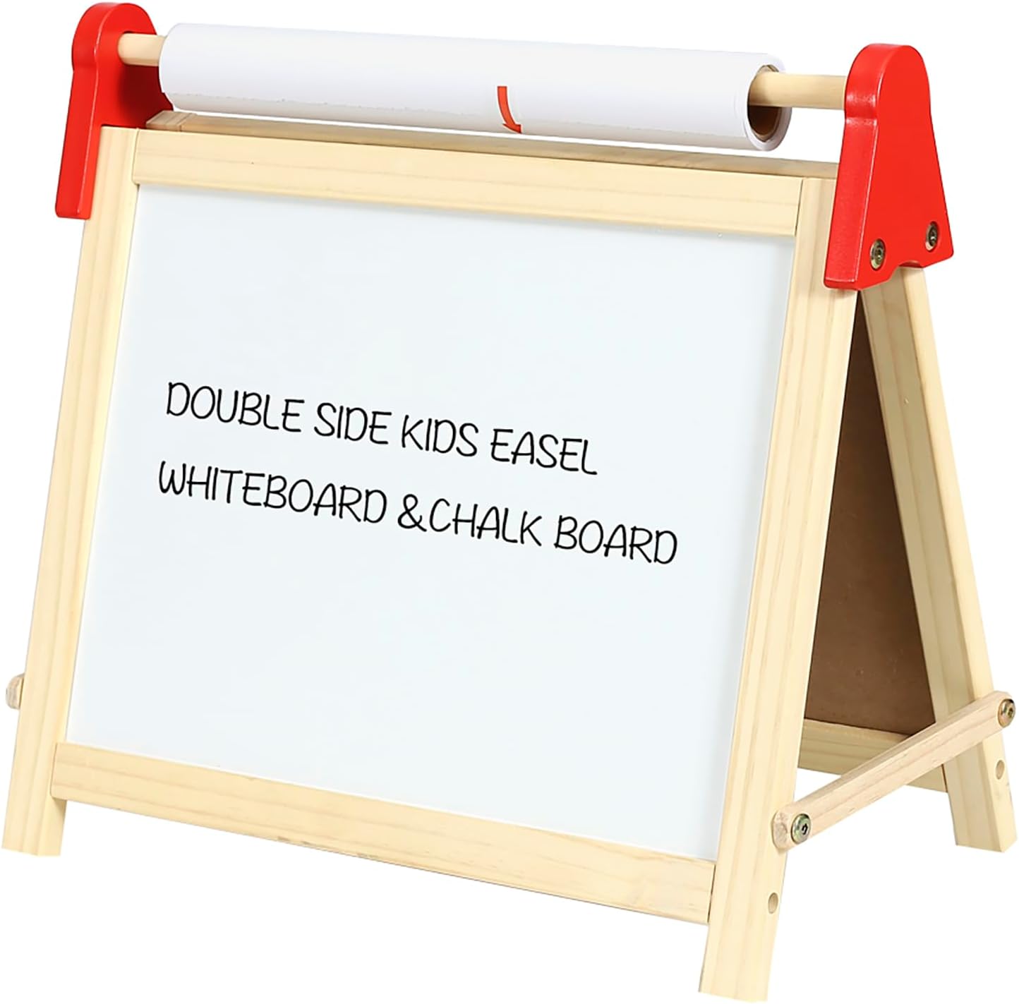 Easy Playhouse Wooden Table Top Easel for Children. Double Sided, White Board and Chalk Board. Chalk, Eraser, Markers, Alphabet, Stickers and Paper Roll. Age 3+