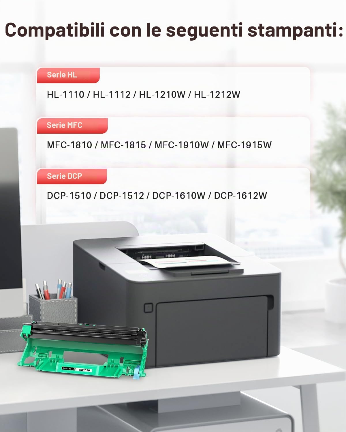 DR-1050 Tamburo Compatibile per Brother DR1050 Tamburo TN-1050 Toner per MFC-1910W DCP-1612W DCP-1610W DCP-1510 MFC-1810 HL-1110 HL-1210W DCP-1512 HL-1212W HL-1112 (1 Confezione)