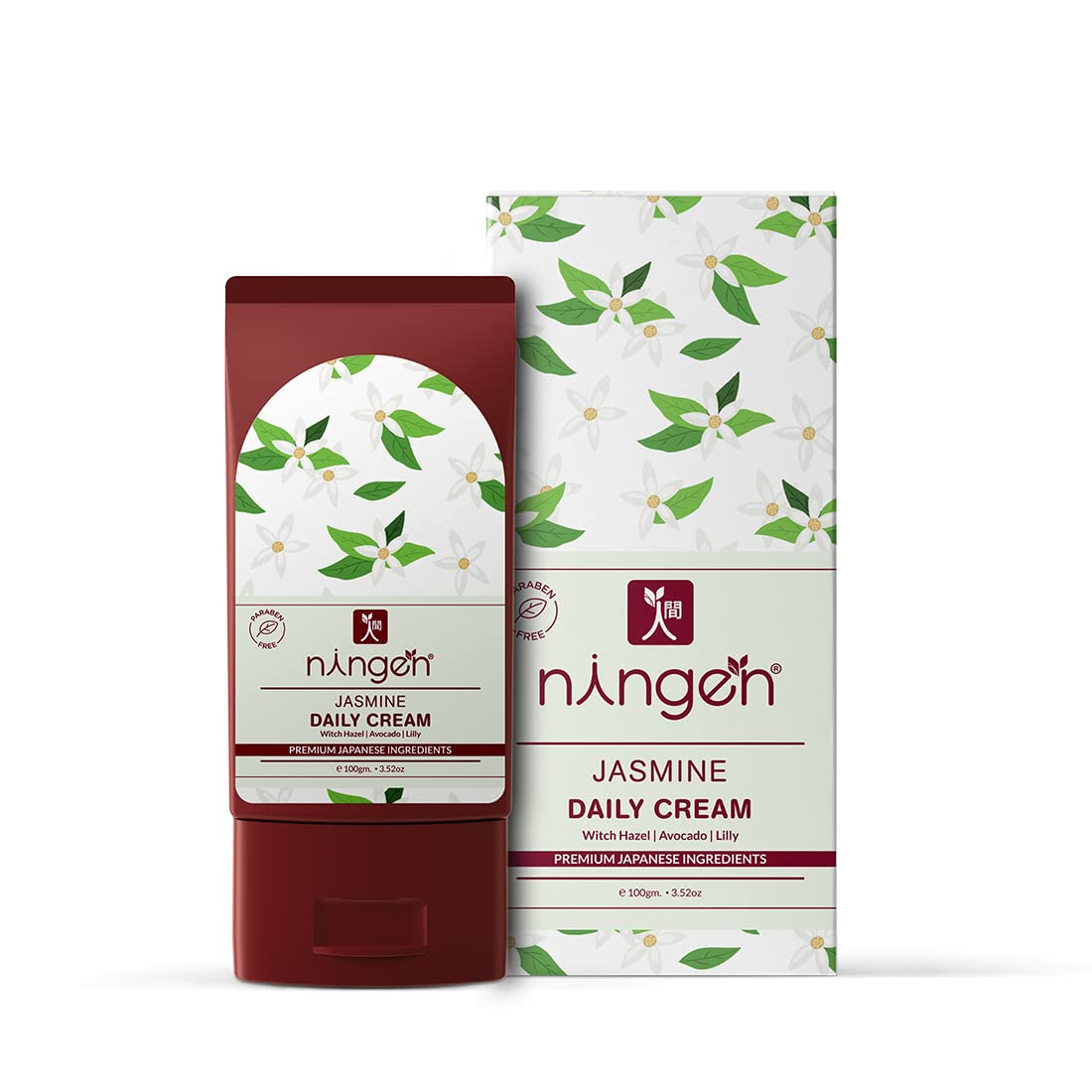 Ningen Jasmine Daily Cream I Infused with Witch Hazel, Avocado, Lily Extracts I Dermatologically Tested, Paraben Free I For Brighter, Fuller and Softer Skin I 50g