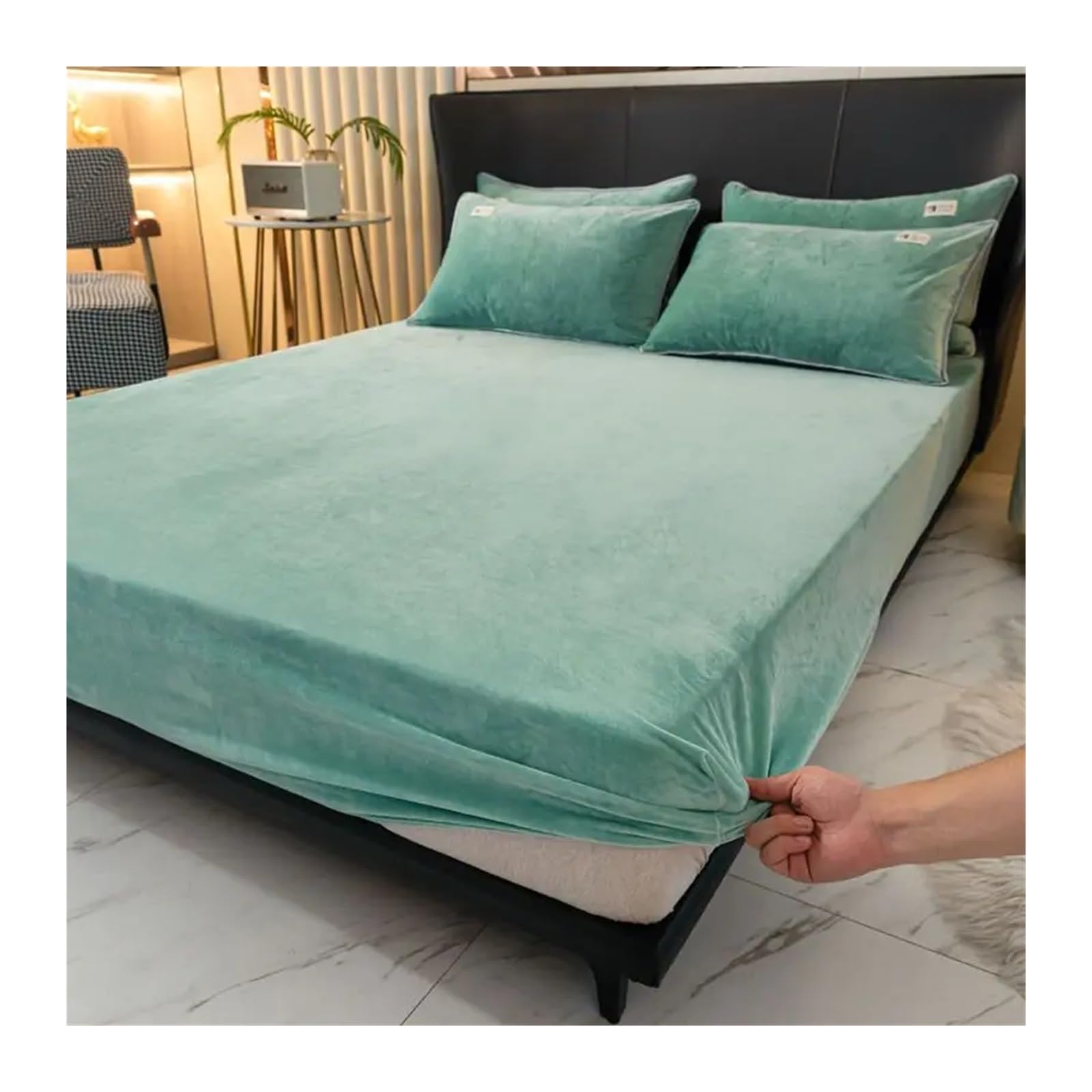 Spannbettlaken Weiches Samt-Spannbetttuch mit elastischen Bändern, rutschfeste, verstellbare Matratzenbezüge for Einzel-, Doppel-, King-Size- und Queen-Size-Betten 160 x 200 cm(Grey,160x200cm)