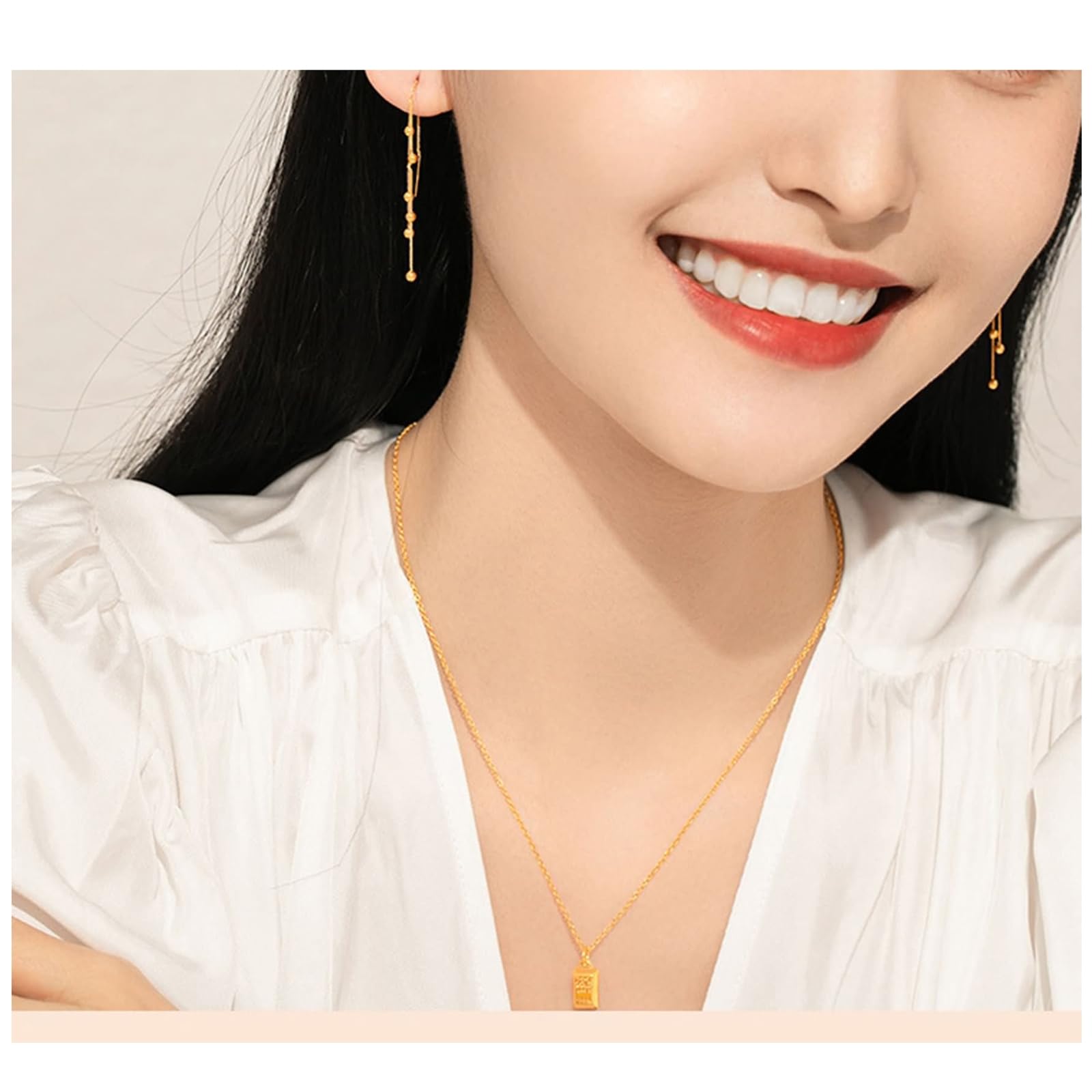 Ohrringe Lang Gold 375/585/750 Damen, Kette Ohrringe Frauen Mit Perlen Und Kette, Hochzeit Echtschmuck