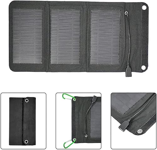 Miniatura 4 de Cargador solar portátil con 5 vatios de potencia, panel solar plegable impermeable, carga ecológica con energía solar sobre la marcha, para