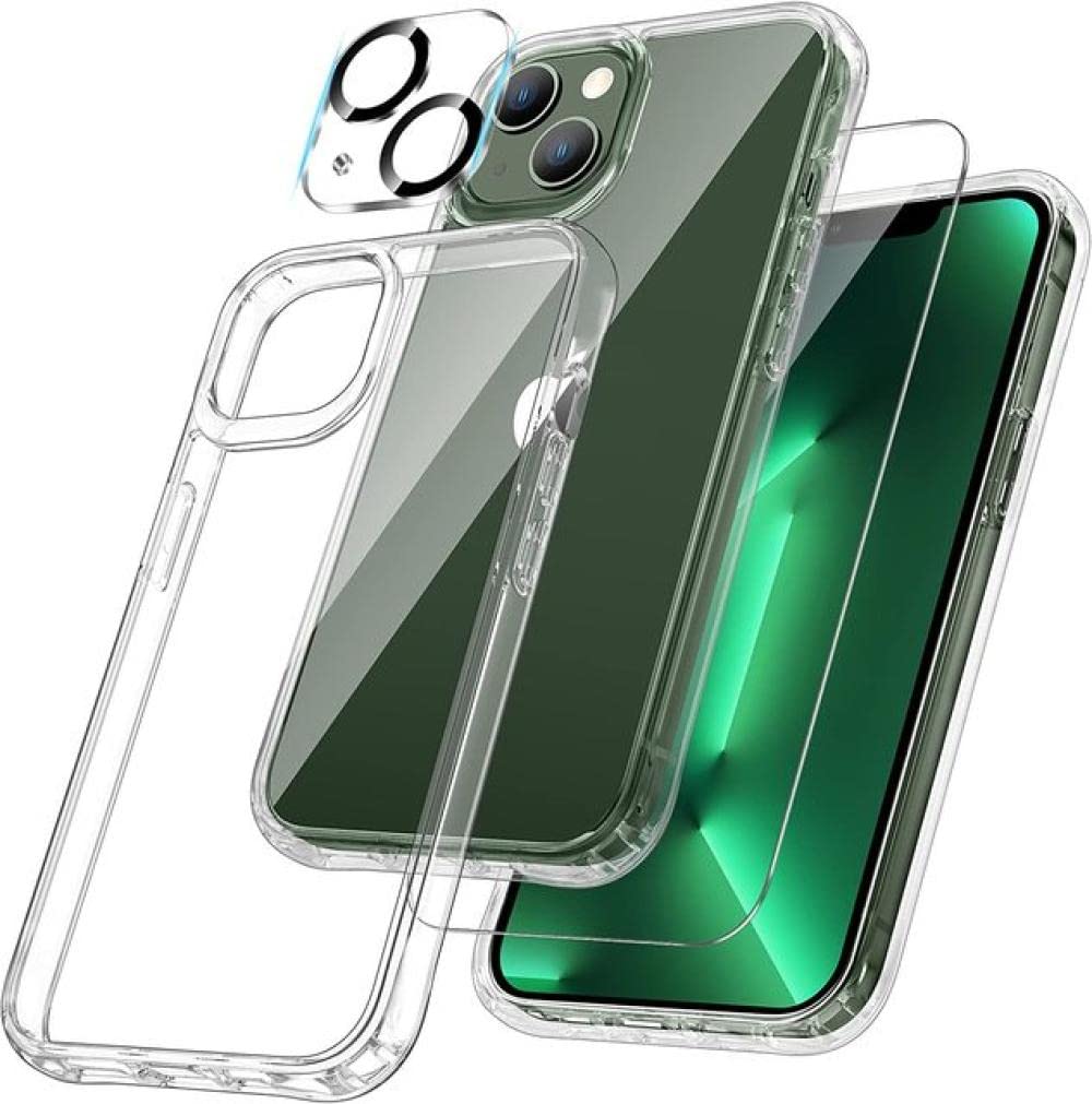 GOODVISH 3 in 1 Silicone Cover per iPhone 17 6.3, Custodia con 2 Pellicola Vetro Temperato [Protezione Fotocamera] 360° Protezione Anticaduta Case per Cellulare Antiurto Resistente, Grigio Acciaio