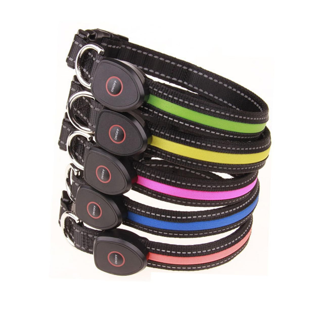 Kisangel Lot De 3 Colliers Lumineux LED pour Chien Rechargeables par USB Clignotants pour La Nuit Haute Visibilité Taille L