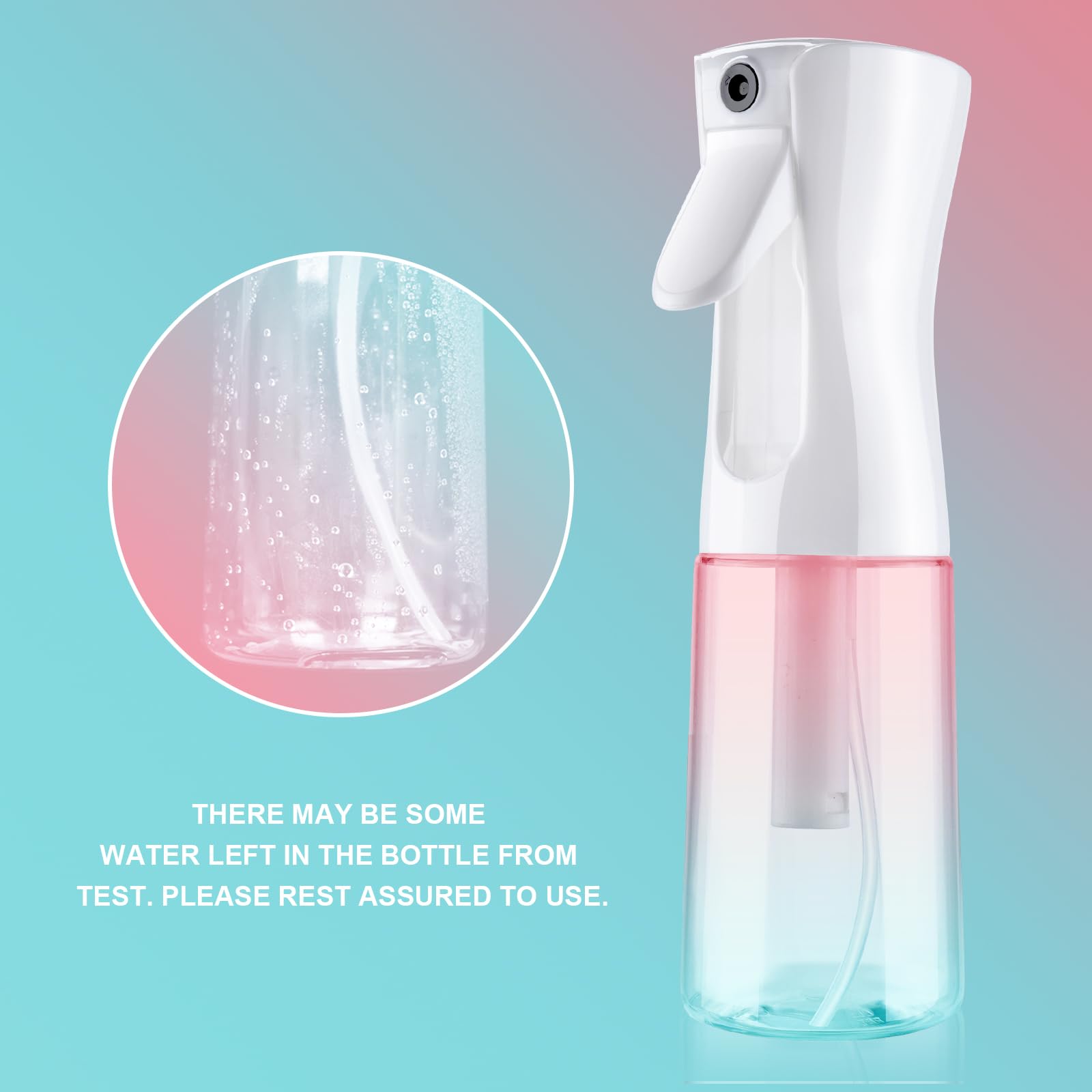 LOPHE Vaporizador Agua Peluqueria - 2pcs Bote Spray Pulverizador Reutilizable 200ml, para Limpieza y Peinado, Botella Transparente Rosa-Verde Degradado — view 4