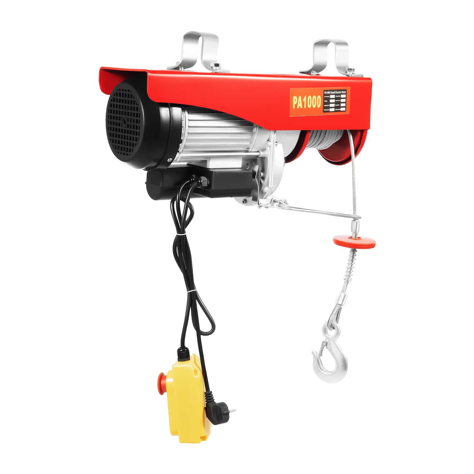 Elektrische Seilwinde, 1600W 1000kg Seilzug Motorwinde, Elektrischer Kettenzug Motorwinde, Kupfermotor Flaschenzug Hubhöhe 6-12m für Haus, Werkstatt, Garage