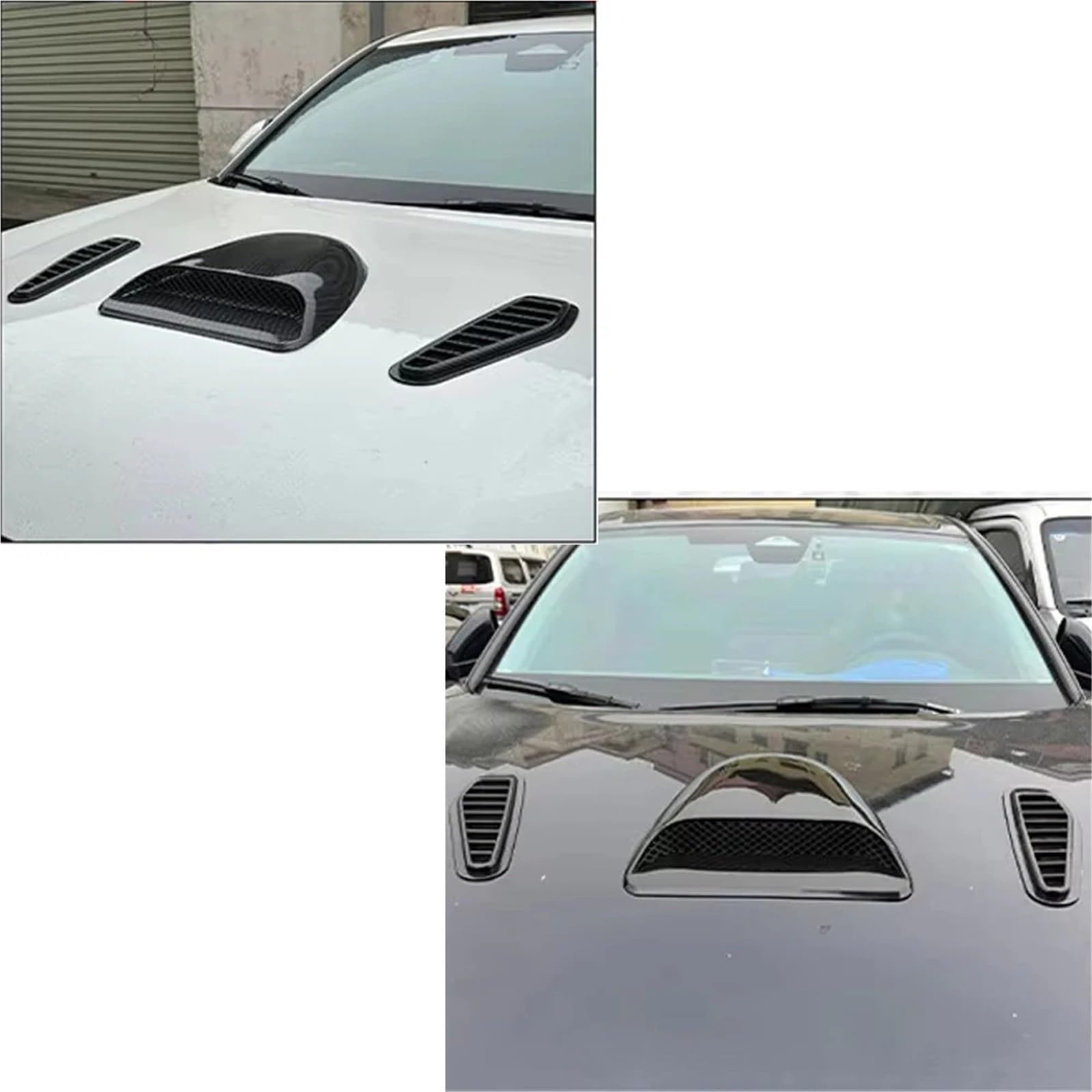 Ozdobna osłona maski samochodu, uniwersalna Kratka wlotu powietrza | Naklejka na nawiew maski silnika z automatyczną regulacją przepływu powietrza(3pcs carbon fiber)