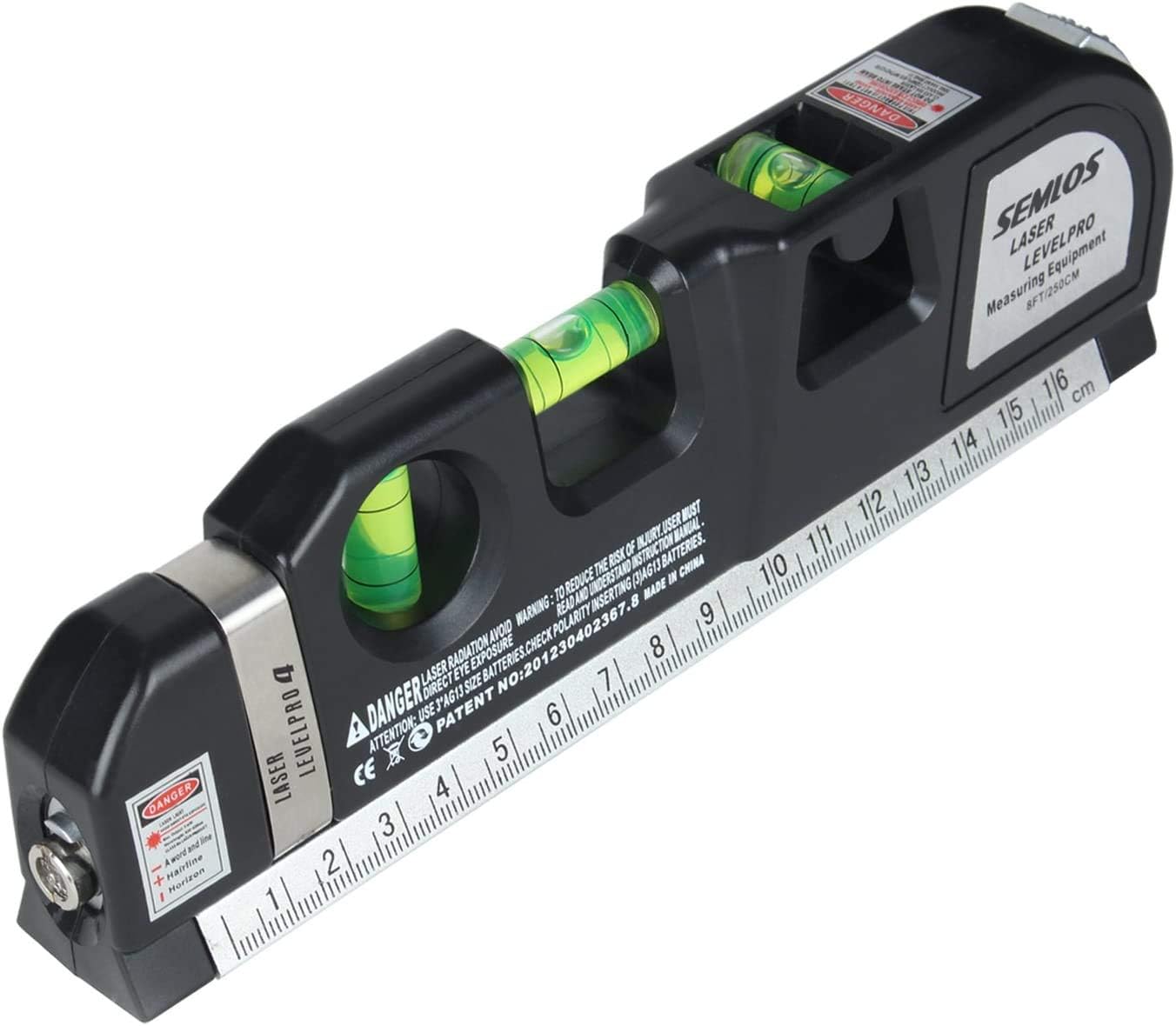 Semlos Multipurpose Laser Level Spirit Levels Measuring Tape Standard and Metric Tape Ruler (8ft/250cm)