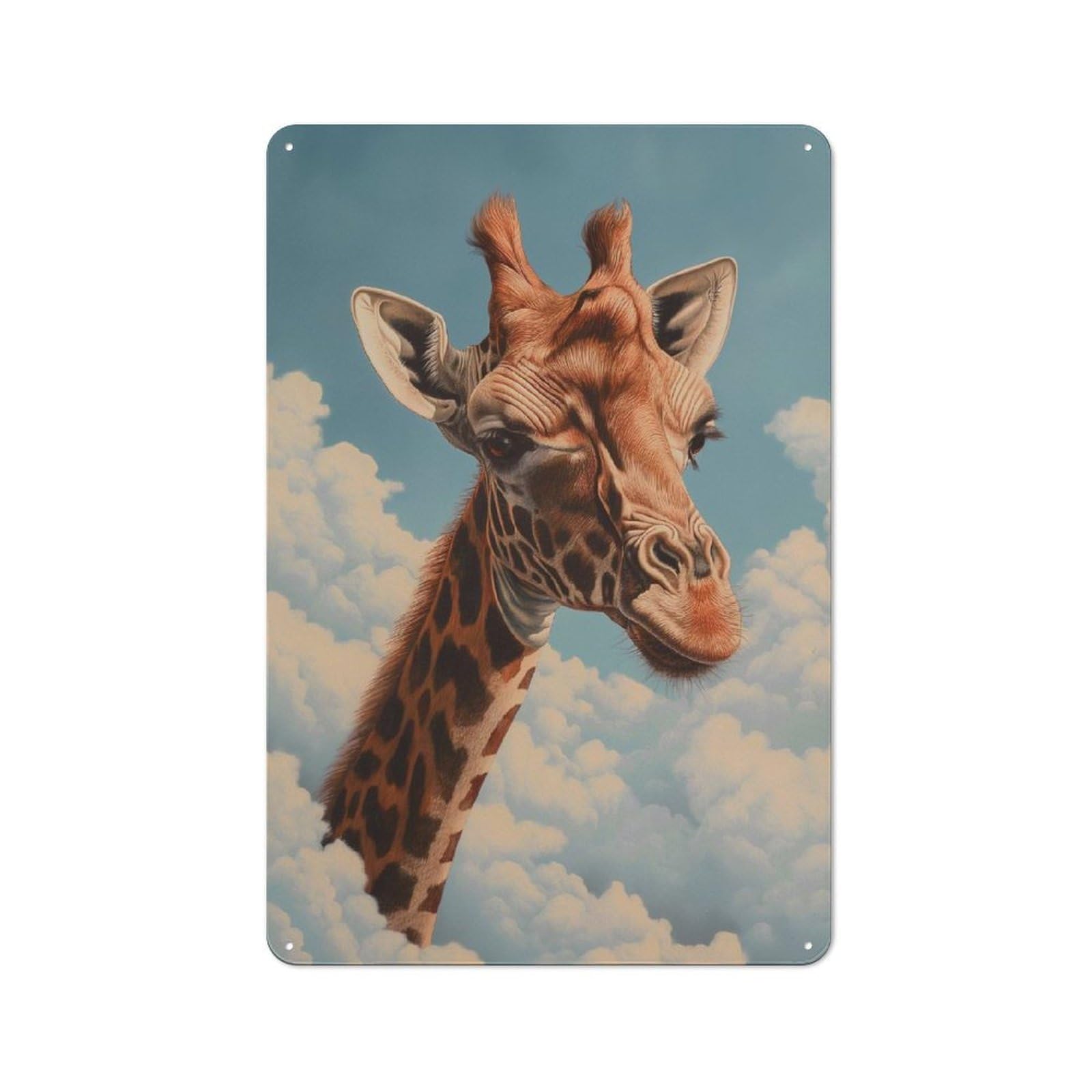 Junmoney Giraffe Clouds Blue Sky Nostalgic Decorative Tin Plaque 30X20cm, Classic Pub Decor For Diner, Restaurant, Shed Or Kitchen