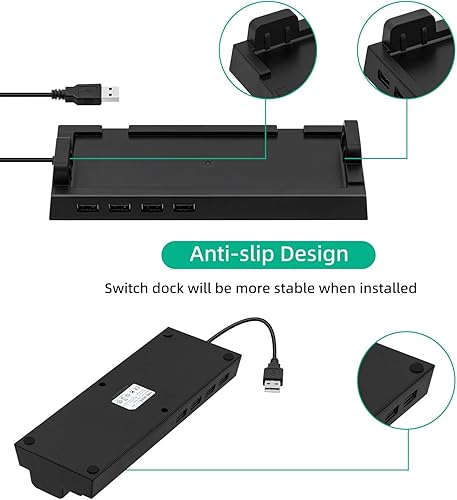 Miniatura 6 de Mcbazel Hub USB para muelle de interruptor, 4 puertos USB 2.0 Hub Dock compatible con NS Switch - Negro