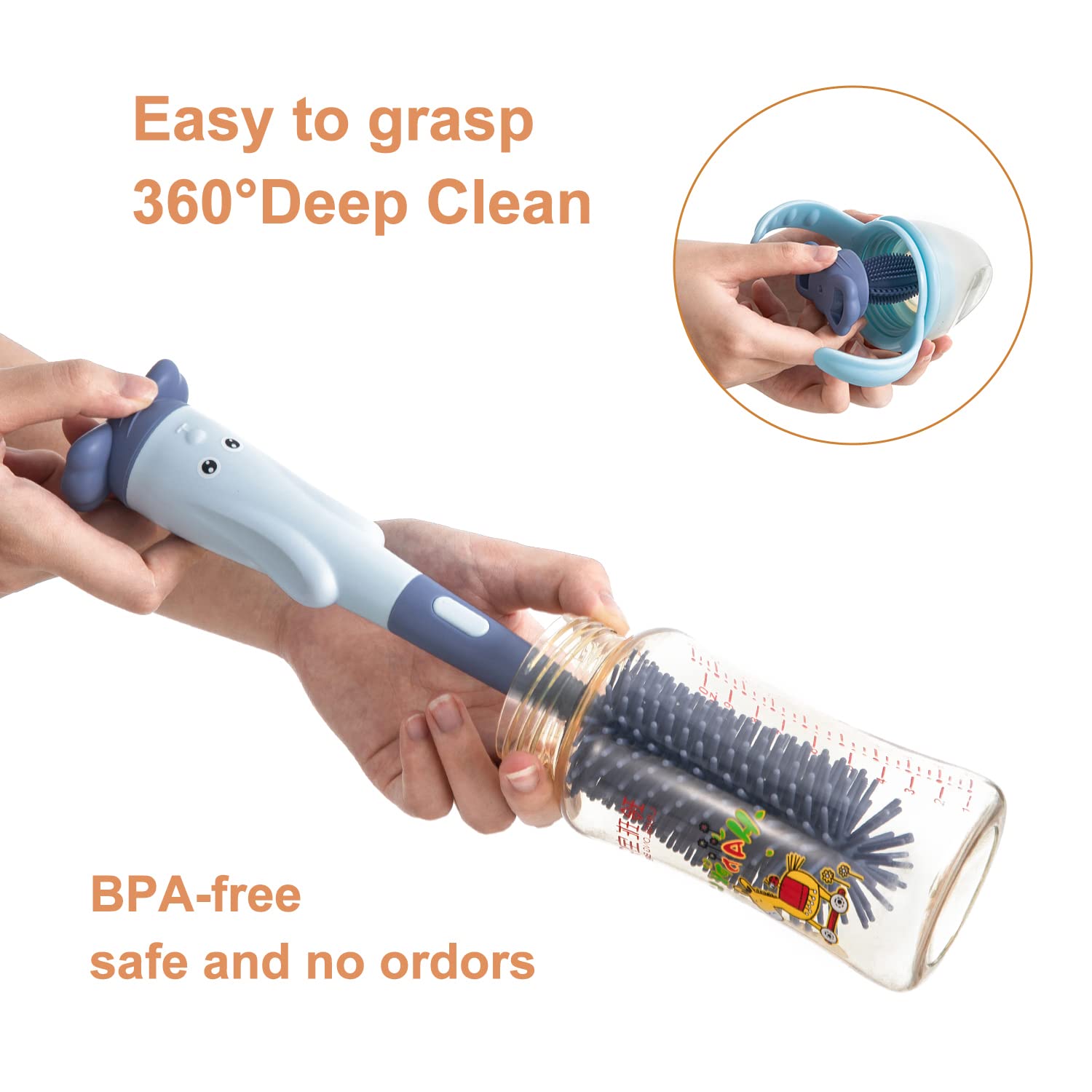 CHEMIMOSO Cepillo de limpieza multifuncional, cepillo para biberones, juego de limpiador de cepillo de botellas, azul oscuro