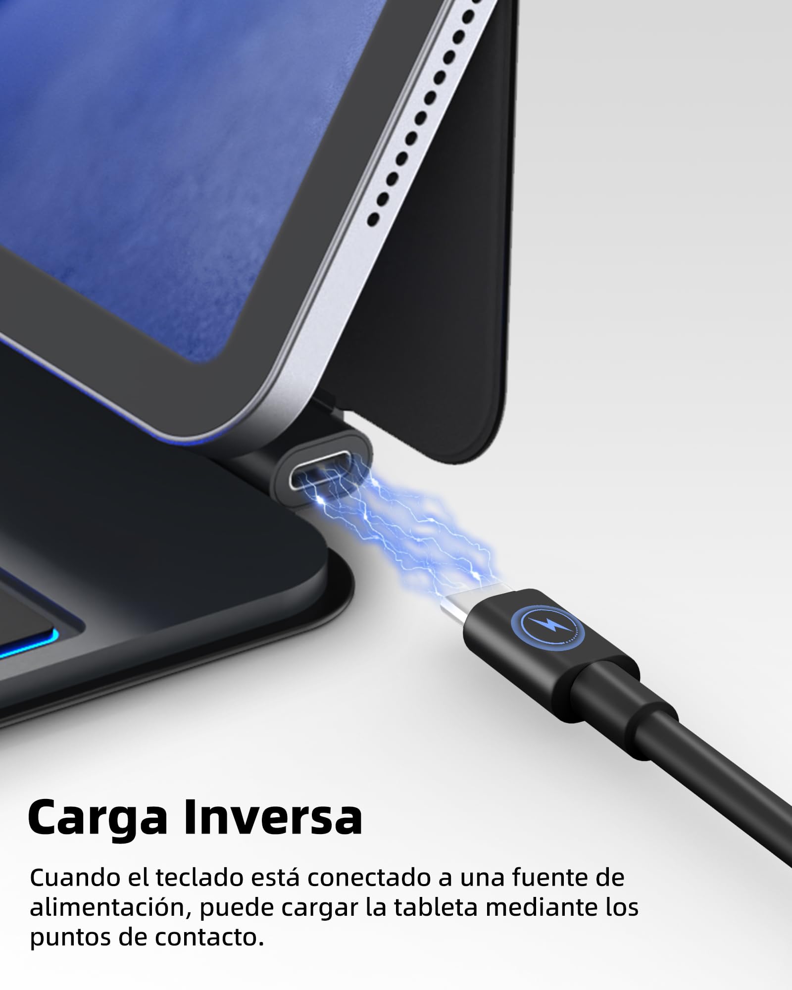 Bettdow Teclado para iPad Air 13" (M4 2026/M3 2025/M2 2024)/ iPad Pro 12,9"(6ª/5ª/4ª/3ª Gen), Español Ñ Ligera Magnético Flotante Diseño Teclado con Trackpad, Sin Bluetooth, Negro
