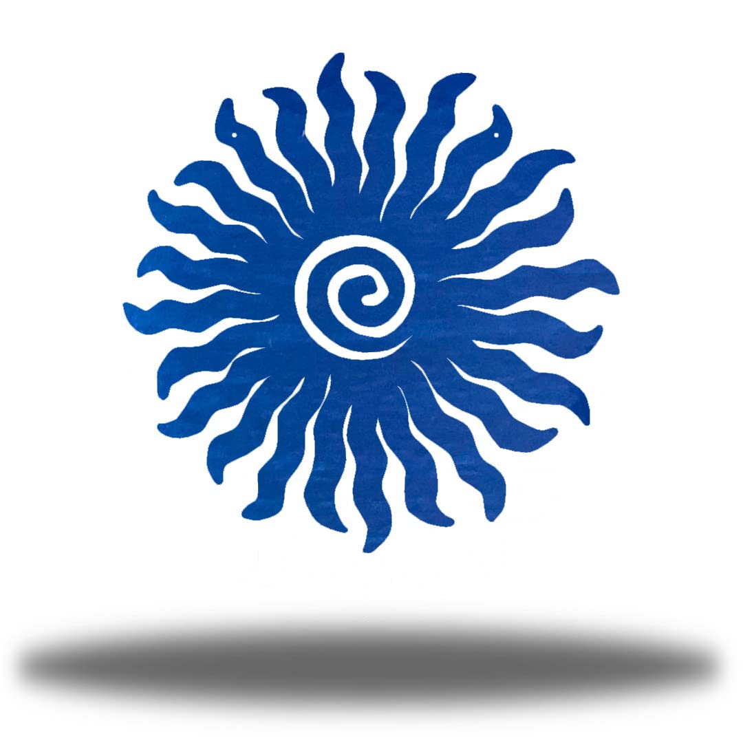 Riverside Designs Sunburst Metal Wall Art Steel Outdoor Decor - Heavy-Duty and Waterproof - Made in USA (Blue, 12" L x 12" W)