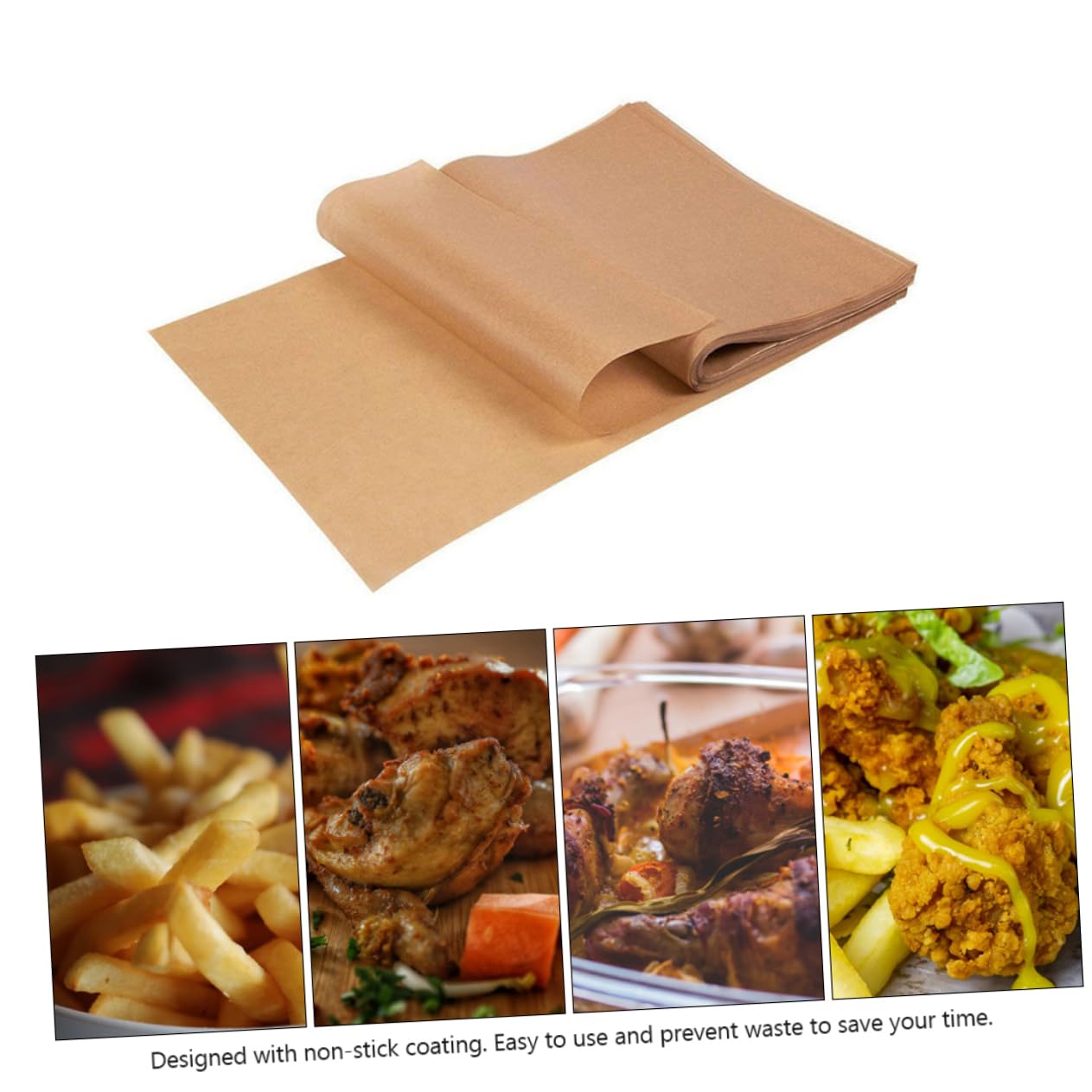 STOBAZA 200 Stück Pergamentpapier aus Lebensmittelechtem Silikonölpapier Ölabsorbierendes Antihaft Backpapier für Grill Ofen und Heißluftfritteuse Umweltfreundliches Backzubehör