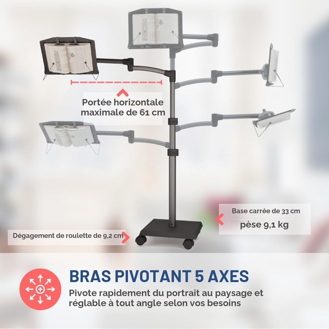 Levo Support de livre mains libres pour couvertures rigides, livres de cuisine, manuels scolaires, magazines