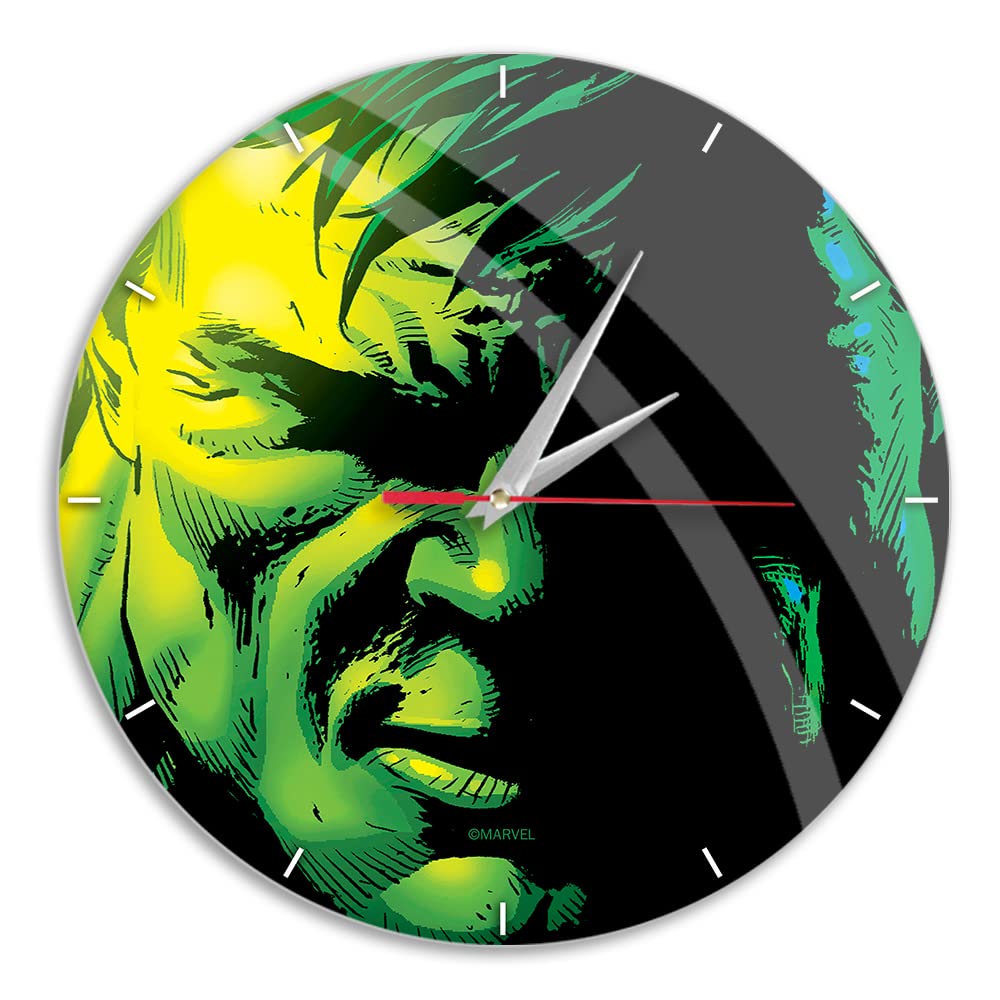 ERT GROUP Original and Officially Licensed by Marvel Wall Clock Glossy Pattern Hulk 001 Marvel Green Silent Unique Design painted Metal Hands 12"