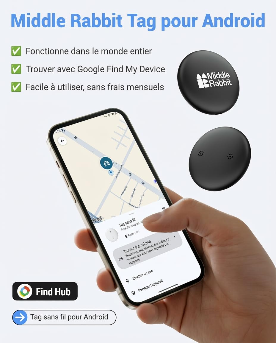 Traceur Enfant pour Android, Compatible Google Find Hub, sans abonnement, Balise Bluetooth avec étui en Silicone et épingle de sûreté, pour vêtements, Cartable, Sac et école - 2