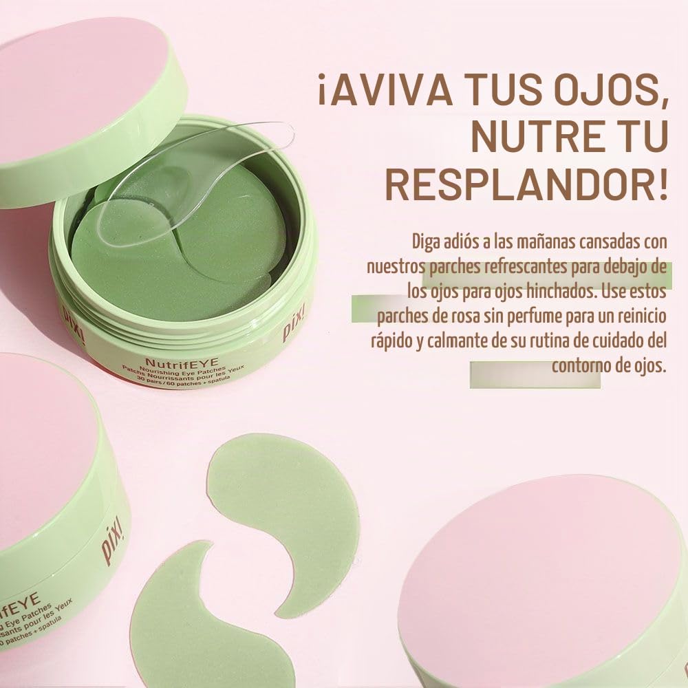 Pixi Beauty NutrifEYE Eye Patches | Parches Ojos Bolsas y Ojeras con Flor de Rosa, Aloe Vera y Manzanilla para Hidratar y Calmar el Contorno de Ojos | 30 Pares/60 Unidades