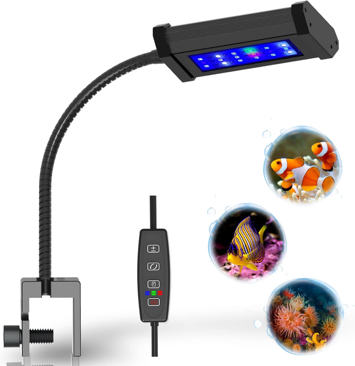 Lominie LED Aquarium Light,2Channels Manual Timer Dimmer Planted Fish