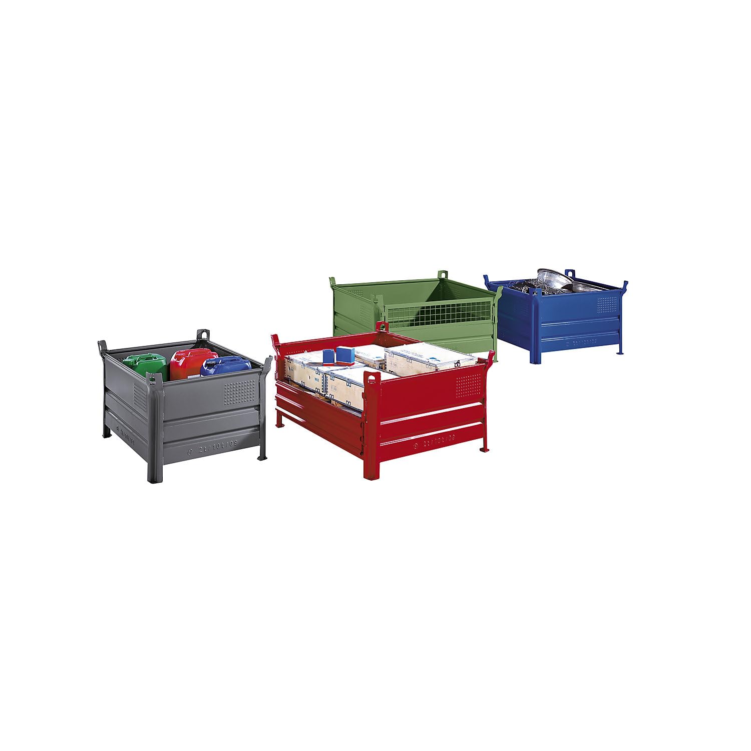Heson | Caisse-palette à parois pleines | l x L 800 x 1200 mm | charge max 500 kg | bleu | 1 pièce et +