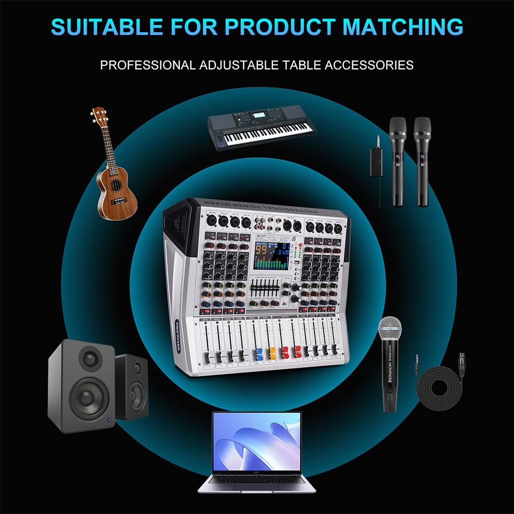 VR-6 PRO Mixer Audio - Amplificatore ad Alta Potenza da 550W x 2, 99 Effetti DSP, Console DJ Audio Bluetooth, Display a Grande Schermo Spettro, Tuner DJ con Riduzione Intelligente del Rumore