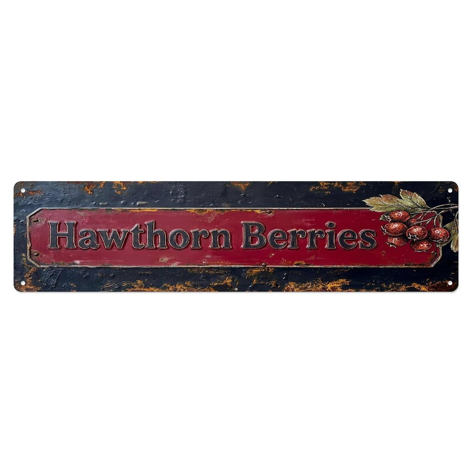 Vintage Hawthorn Berries Dried Farmhouse Metal Tin Sign