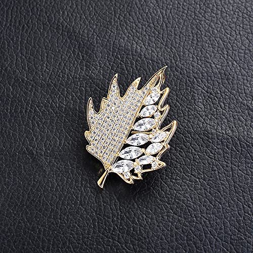 Image of Leaf Brooch Pin Corsage, Sweater Dress Shawl Elegant Jewelry Accessory Decor for Wedding Birthday Party Christmas Gift (Style 2)