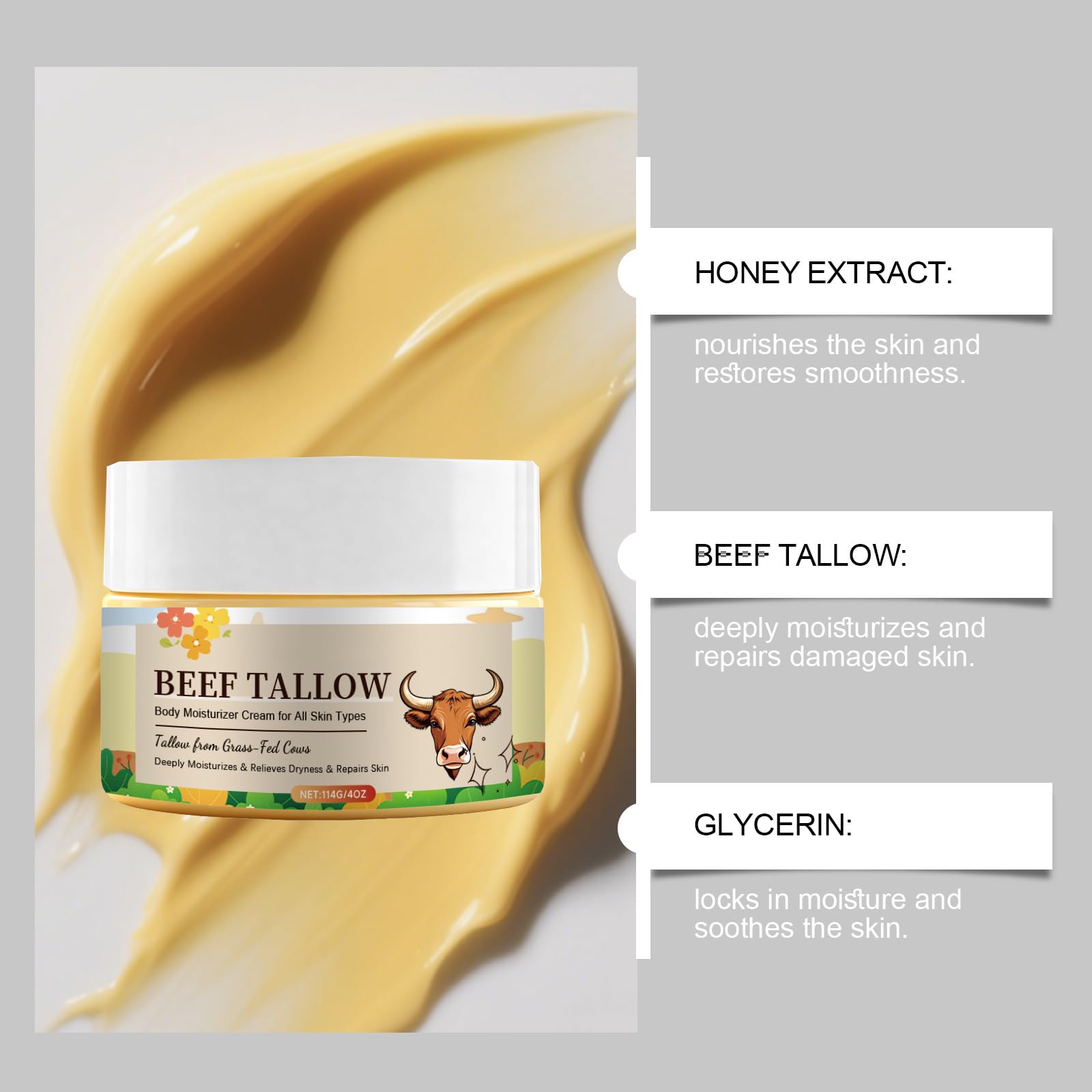 Crema Corpo Con Sebo Di Manzo Di Weiderindern – Cura Intensiva Idratante Per Pelle Secca, Balsamo Idratante Nutriente Con Burro E Miele, Adatto Per Viso E Corpo (6 pezzi)