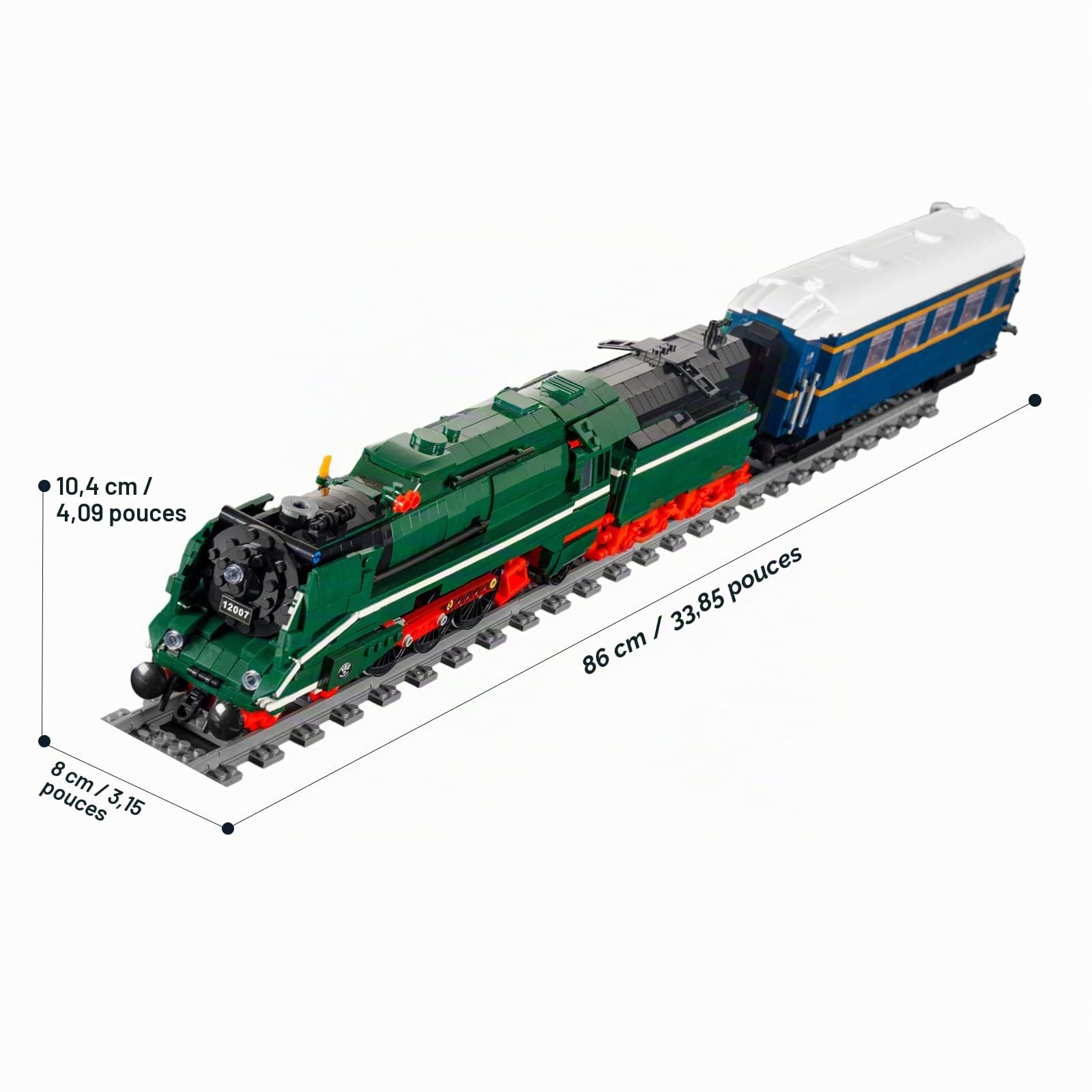 Mould King 12007 Modèle de Train Technique, 2348 Pièces, Télécommande et Application Dual Control, Kit Chemin de Fer Avec Rail et Éclairage