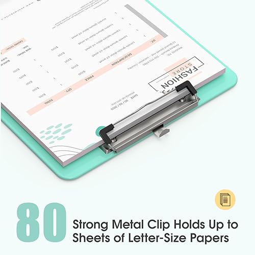 Miniatura 4 de Macroclo Portapapeles de plástico verde azulado, tablero de clip de color 8.5 x 11 pulgadas para aula, estudiantes, niños, mujeres, portapapeles A4