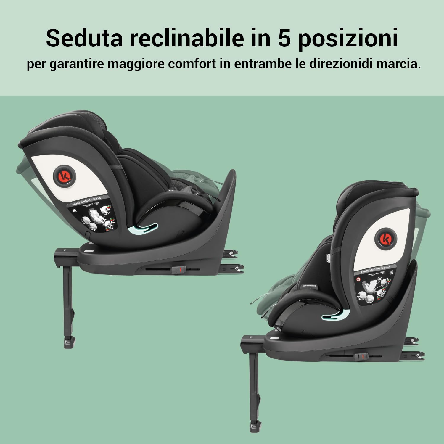 Peg Perego Primo Viaggio 360 EVO Seggiolino Auto Evolutivo All-In-One con ISOFIX, Girevole, Reclinabile, per Bambini dalla nascita a 150 cm (0-12 anni), 0-36 kg, Planet