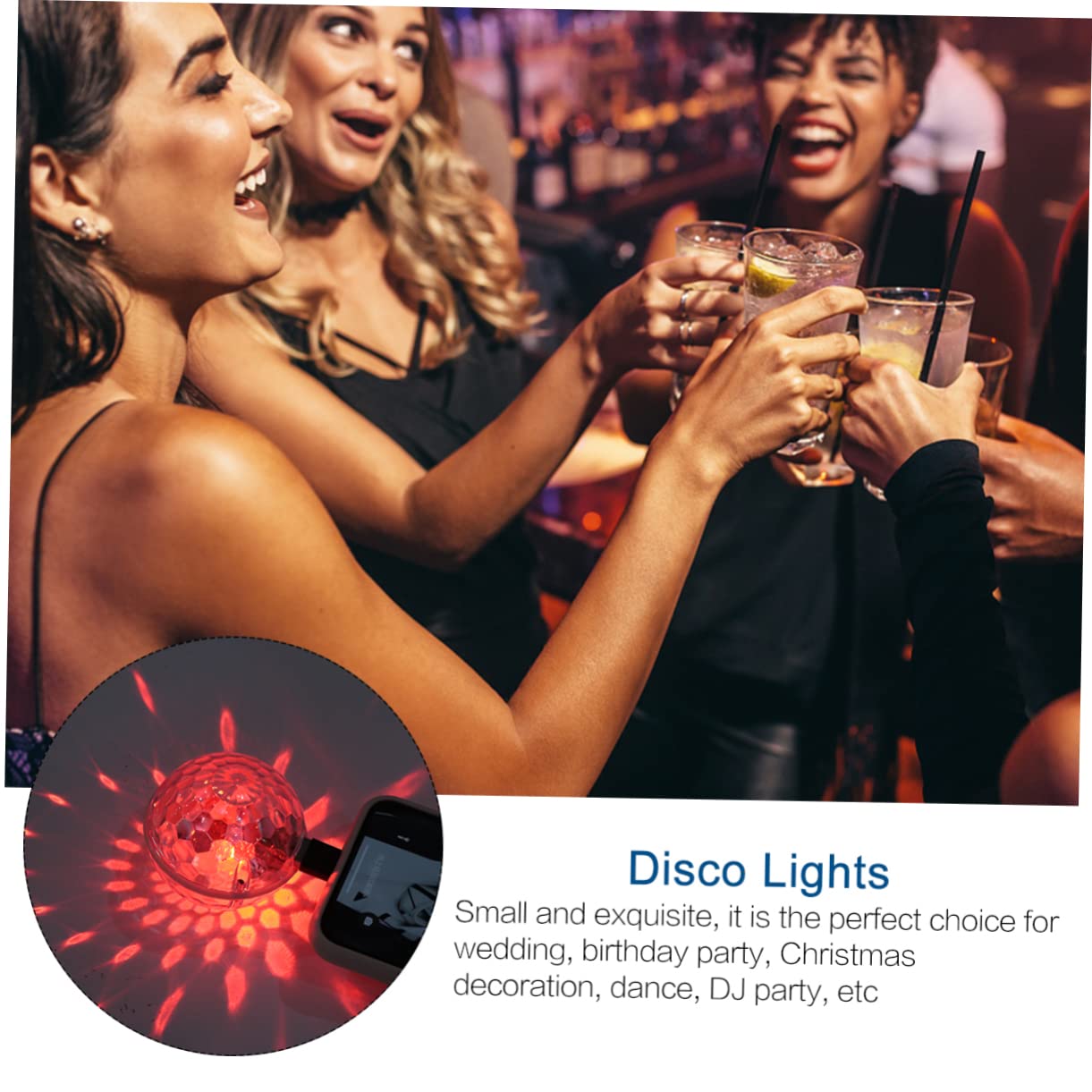 Gadpiparty USB Wiederaufladbares Discolicht Kleiner Disco Ball Licht aus Kunststoff Tragbar und Musikgesteuert für Tanz und Geburtstagsfeiern