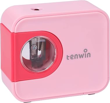 tenwin Portable Electric Pencil Sharpener, Pencil Sharpeners Battery Operated, Tungsten Steel Blade to Fast Sharpen, Kids Pocket Sharpener, Fit to 6-8mm No.2/Colored Pencils, School/Office/Home Pink
