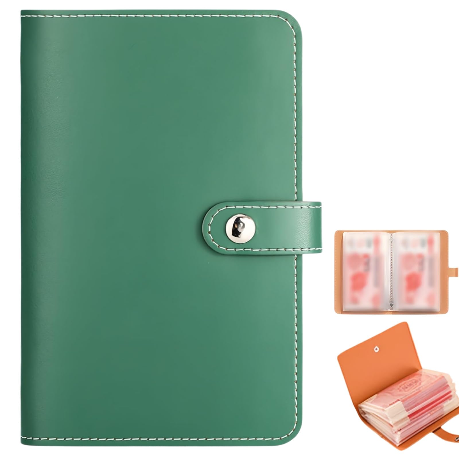 100 Envelopes Saving Challenge Book,Money Saving Wallet & Budget Binder,Cash Binder with 50 Pages,Money Wallets for Saving,Money Organiser & Cash Saving Book for Cash,Savings Challenge Book#Green