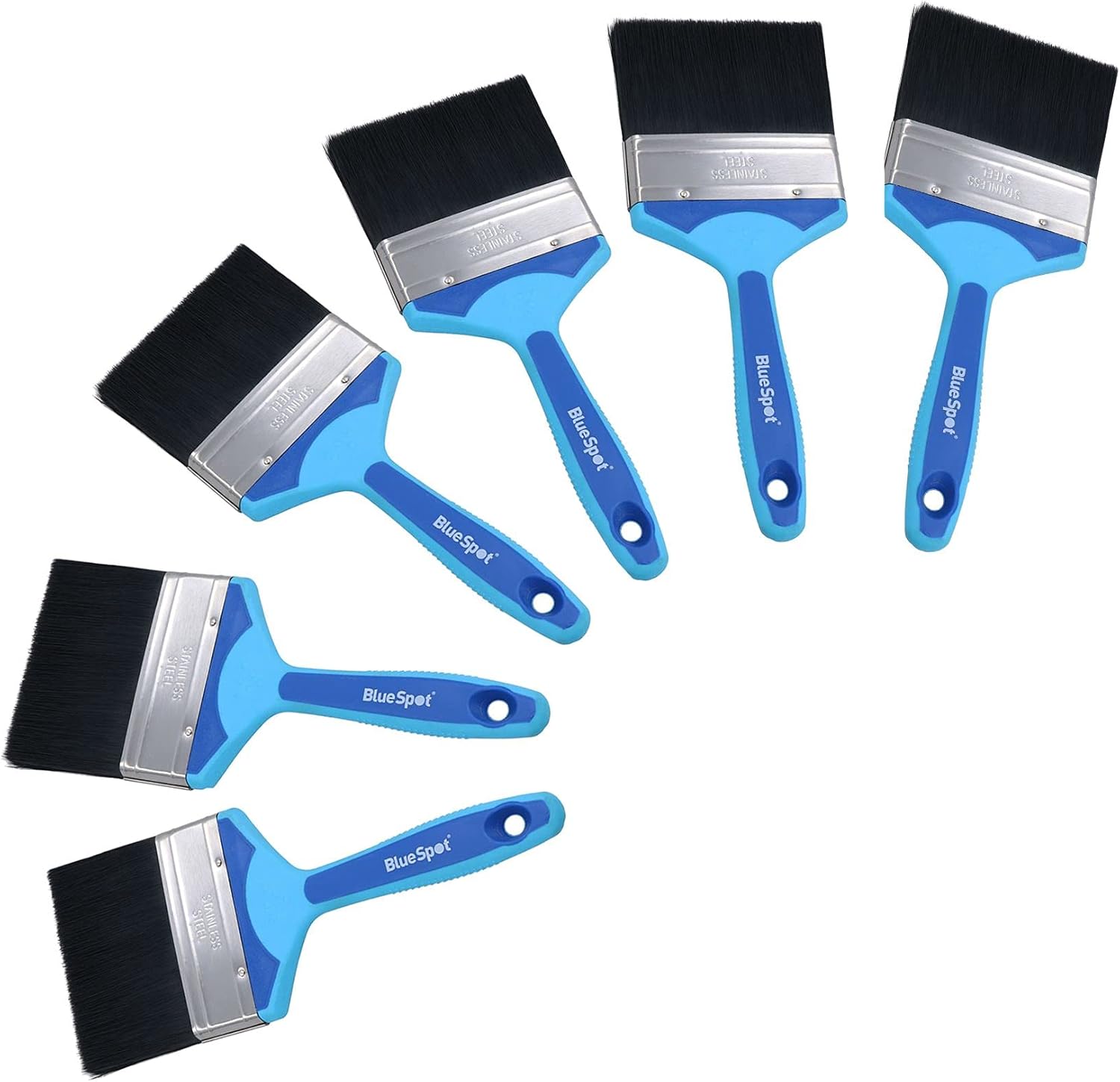 4" Synthetic Paint Brush Painting + Decorating Brushes Soft Grip Handle 6 Pack