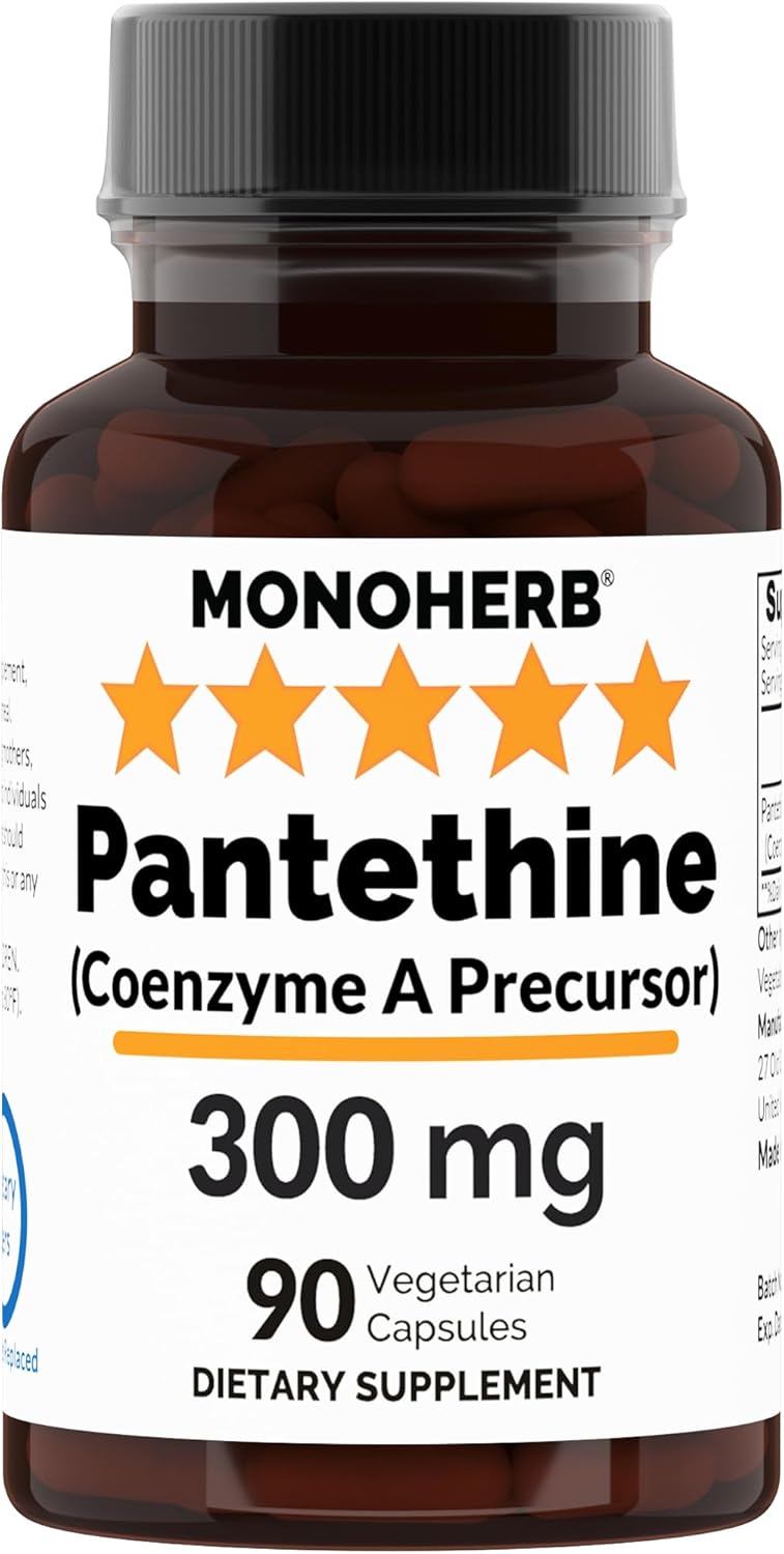 Amazon.com: MONOHERB Pantethine 300 mg per Capsule - 90 Vegetarian ...