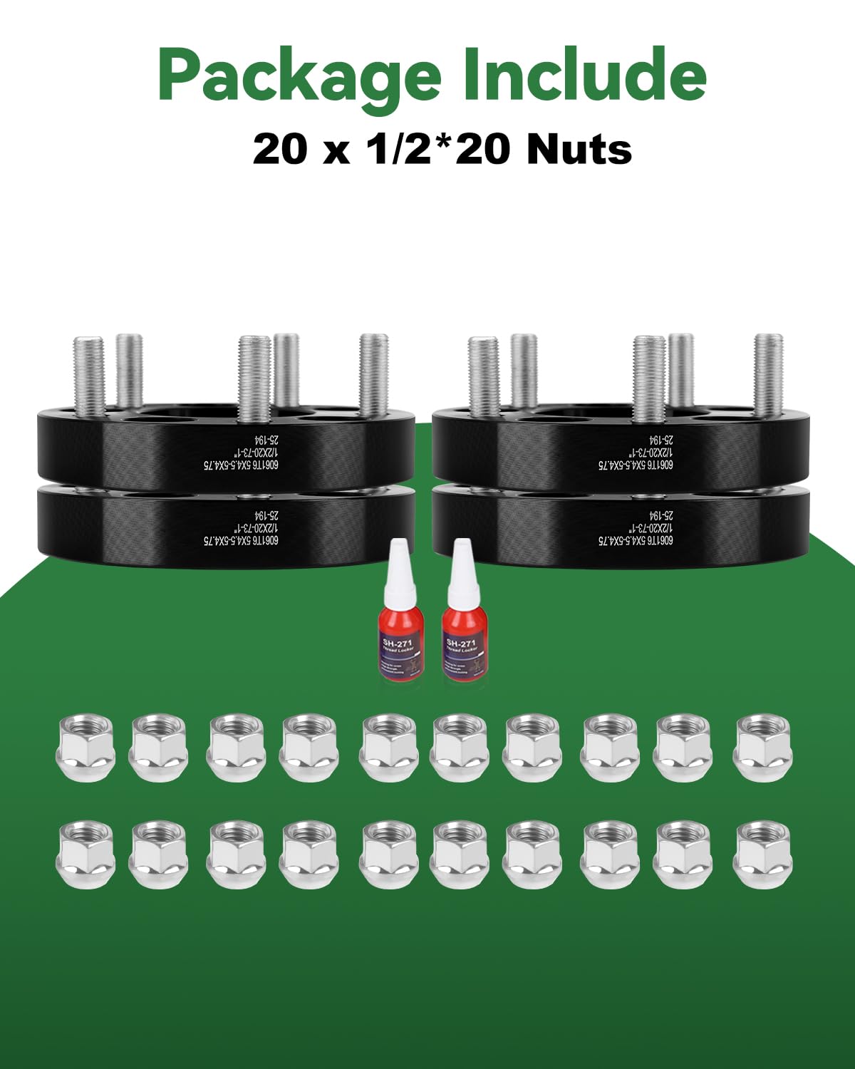 Adaptadores de Rueda de 5 x 4.5 a 5 x 4.75, Adaptador de Rueda de 1 Pulgada de 5 x 114.3 mm a 5 x 120.65 mm, Orificio de Cubo de 73 mm con Paso de Rosca de 1/2-20