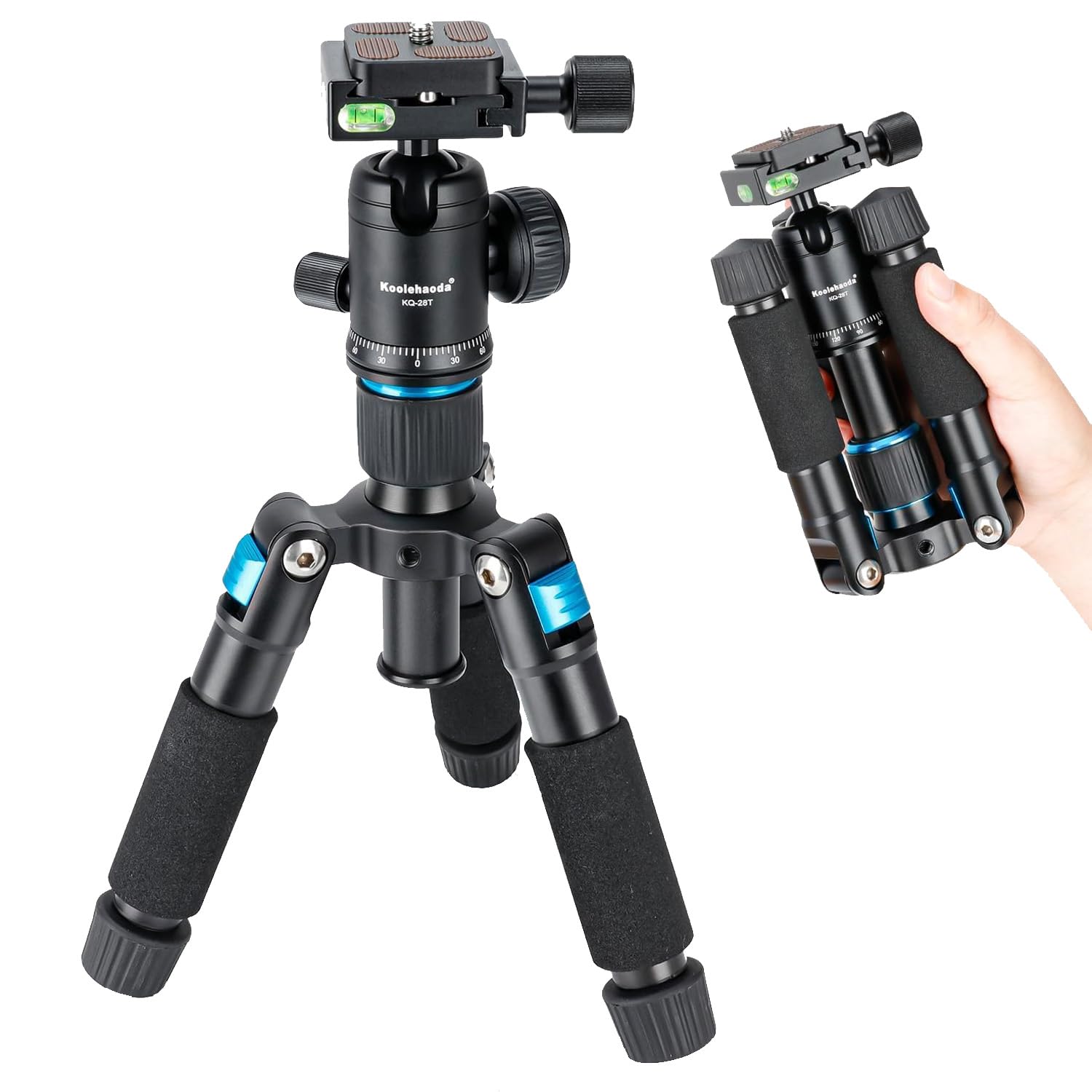 Koolehaoda Mini Desktop Tripod, 20" Aluminum Portable Small Tripod with 360° Ball Head and Bag for DSLR Camera, Video Camcorder.Load up to 11lbs / 5kg - (Blue)