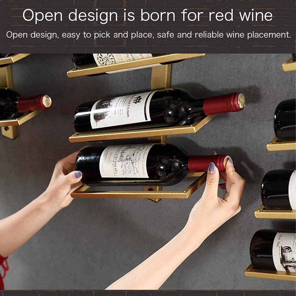 Portabottiglie da Vino in Ferro battuto a Parete può Essere impilato in Posizione obliqua Portabottiglie da Vino Espositore Decorativo per casa, Ristorante, Bar