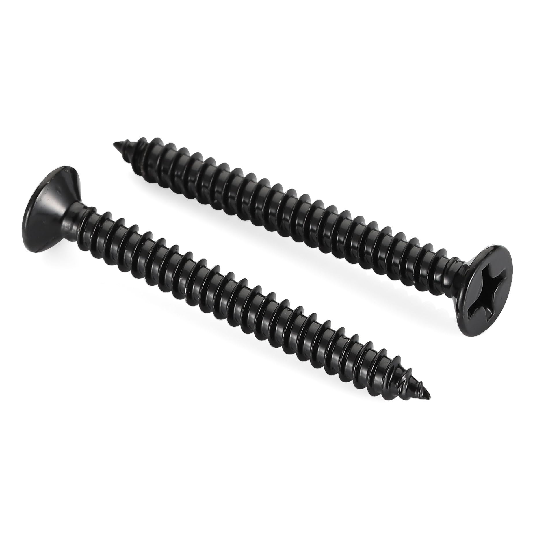 Mellewell #12 x 2 (50 PCS) Flat Head Sheet Metal Screws Wood Screws, Black Finish Stainless Steel 18-8, Self Tapping Screws