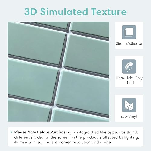 Miniatura 3 de Azulejos de pared 3D mate para despegar y pegar, 11.8 x 11.8 pulgadas, azulejos de pared 3D de PVC para cocina, baño, inquilinos, azulejos