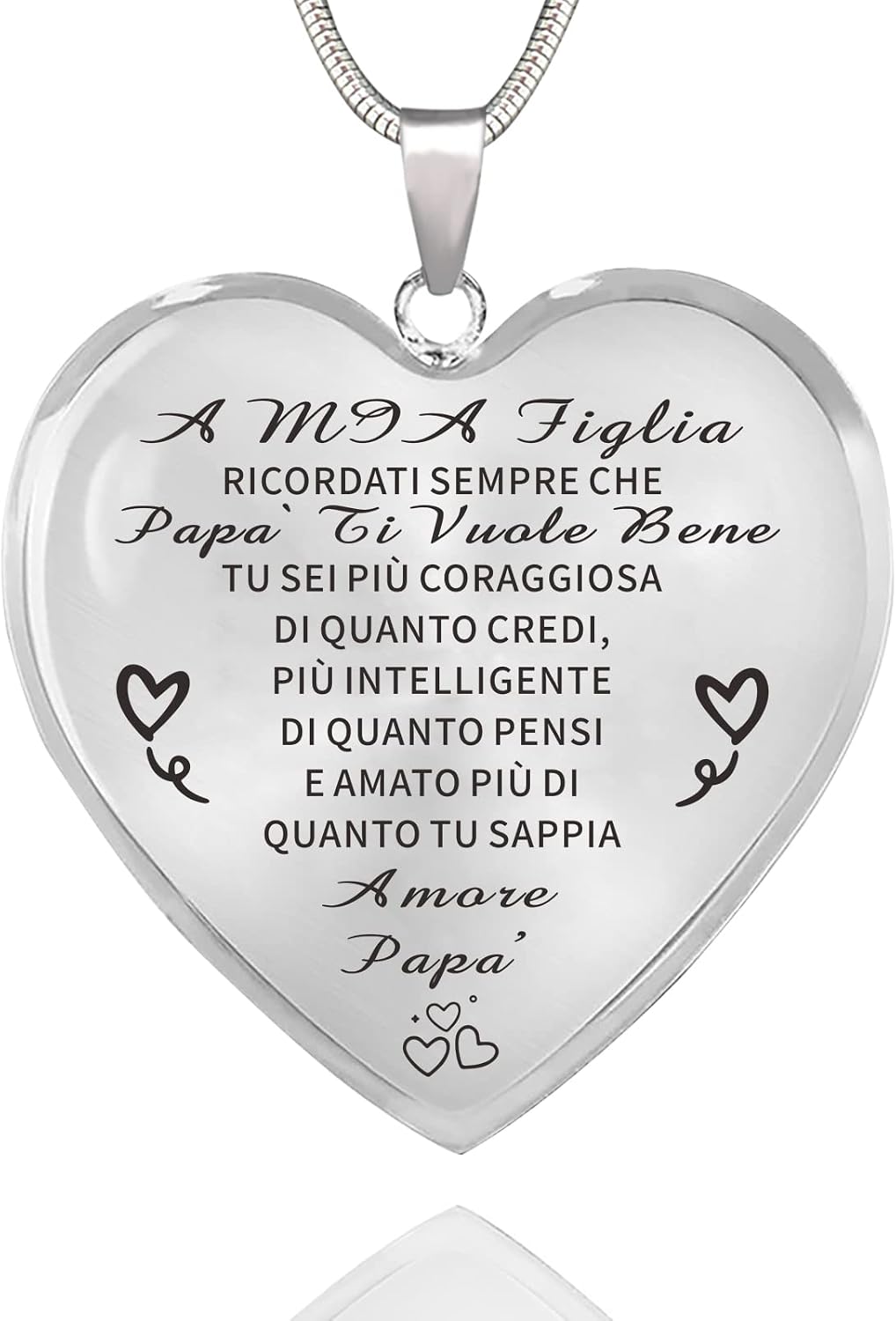 HAYOUWAY Collana con ciondolo a forma di cuore con messaggio motivazionale per la mia figlia da donna e ragazza, mamma e figlia, con ciondolo a forma di cuore, Acciaio inossidabile, Senza Gemstone