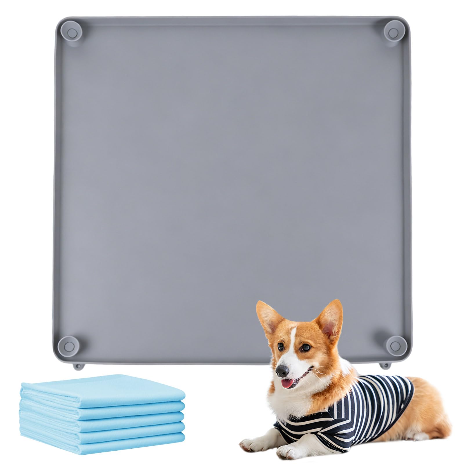 Pee Pad Holder for Dog 60× 60cm Silicone Puppy Pad Holder with Locking